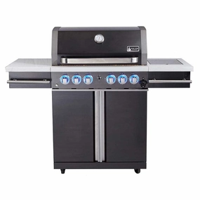 Mont Alpi 470 Supreme Black Stainless Steel Freestanding Gas Grill S-470 stainless steel BBQ grill with side table