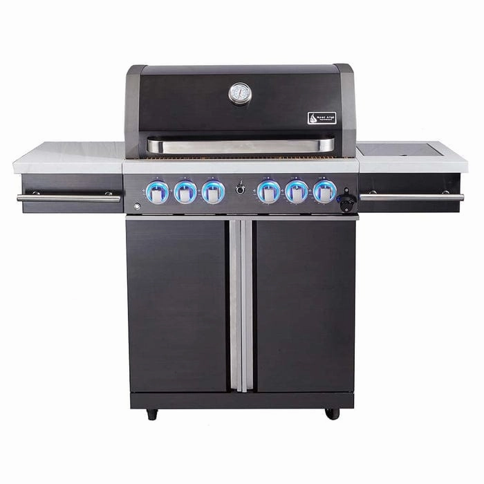 Mont Alpi 470 Supreme Black Stainless Steel Freestanding Gas Grill S-470 stainless steel BBQ grill with side table