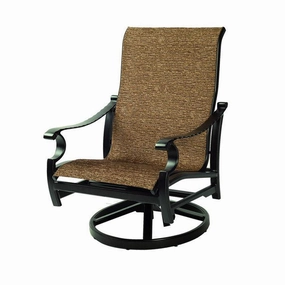 Monterey Sling Lounge Swivel Rockercast aluminum patio dining set