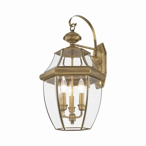 Monterey Three Light Outdoor Wall Lantern Antique BrassOutdoor wall sconces with motion sensor