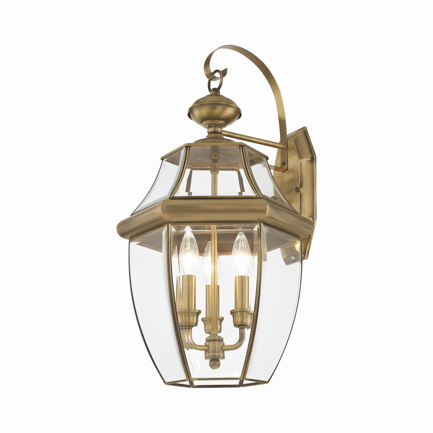 Monterey Three Light Outdoor Wall Lantern Antique BrassOutdoor wall sconces with motion sensor