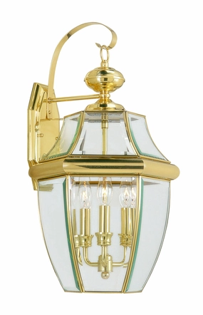 Monterey Three Light Outdoor Wall Lantern Polished BrassOutdoor wall sconces with motion sensor