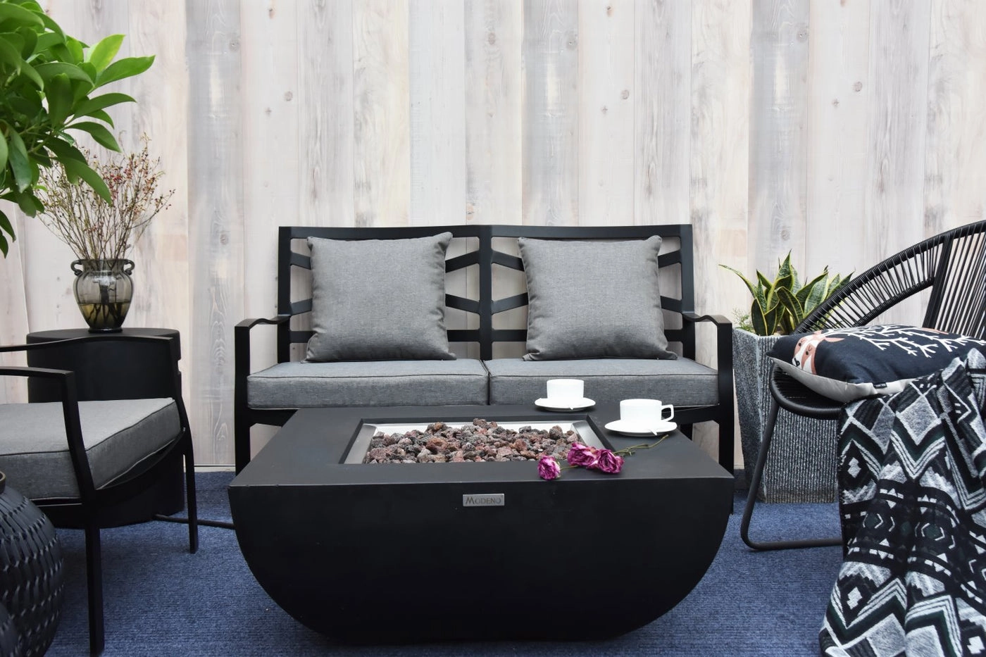 Monts Dore Concrete Lava Stone Fire Pit (Modeno)  Propane