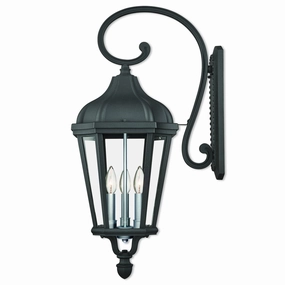 Morgan Three Light Outdoor Wall Lantern Textured Black w/ Antique Silver ClusterOutdoor wall sconces with motion sensor