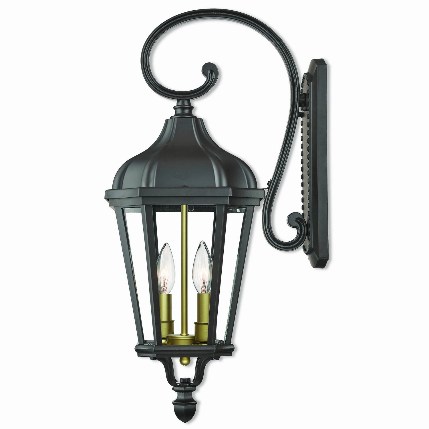 Morgan Two Light Outdoor Wall Lantern Bronze w/ Antique Gold ClusterOutdoor wall sconces with motion sensor