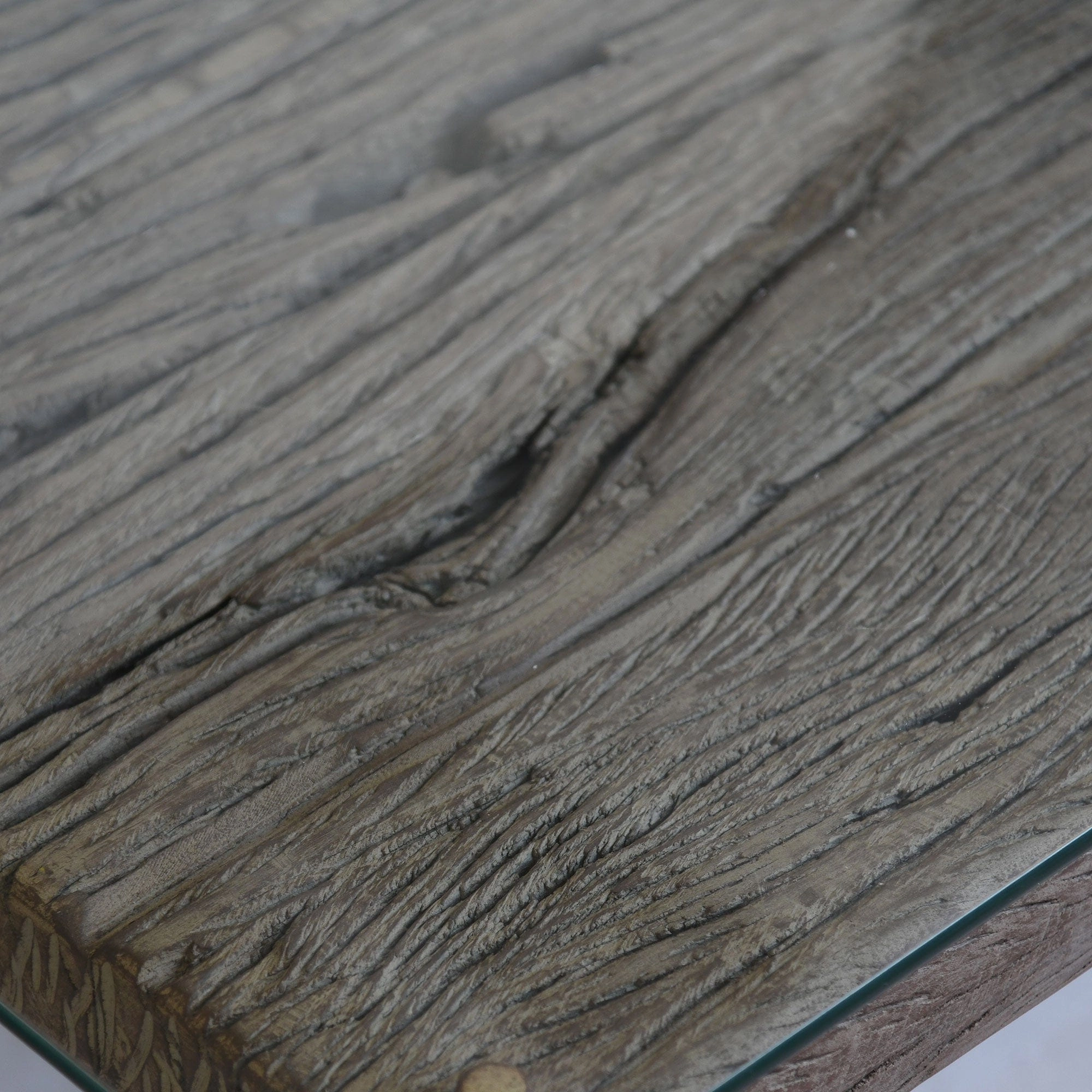 Myrtle - Lamp Table Reclaimed Railway Sleeper With Glass Top & Matt Grey Metal Base