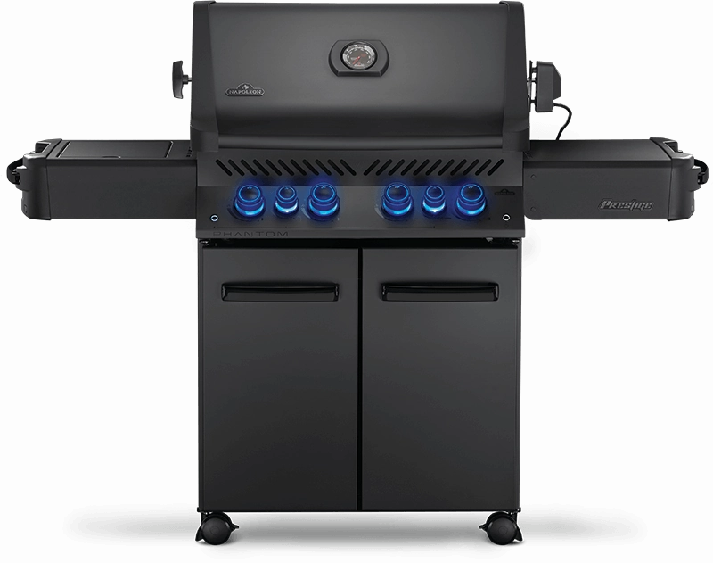 Napoleon Phantom Prestige 500 RSIB with Infrared Side and Rear Burners Gas Grill stainless steel BBQ grill with side table