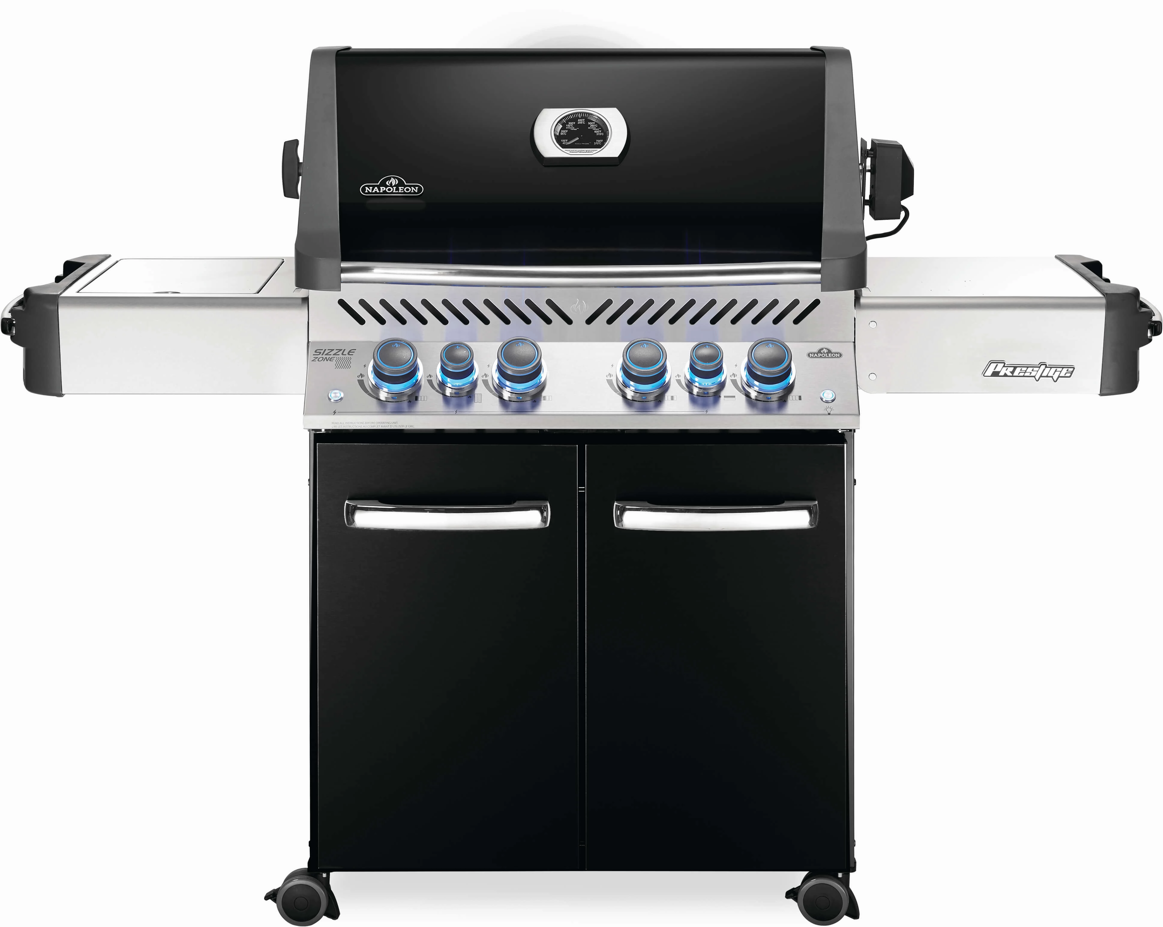 Napoleon Prestige 500 RSIB Black Propane Gas Grill w/ Infrared Side & Rear Burners P500RSIBPK-3 large capacity charcoal BBQ grills