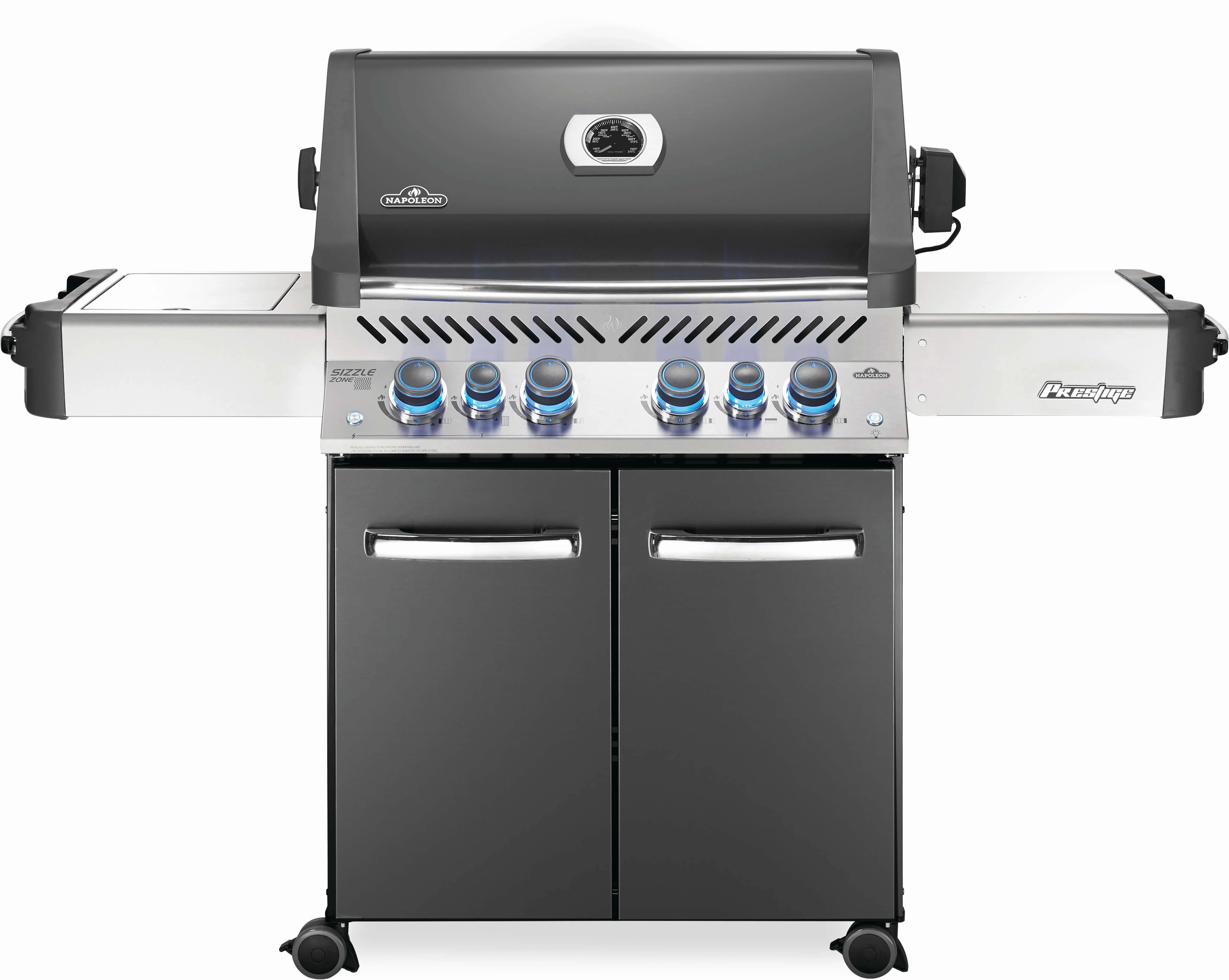 Napoleon Prestige 500 RSIB Gray Natural Gas Grill w/ Infrared Side & Rear Burners P500RSIBNCH-3 professional outdoor BBQ grill set