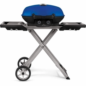 Napoleon TravelQ 285x with Scissor Cart and Griddle Liquid Propane Portable Gas Grill TQ285X-BL-1 professional outdoor BBQ grill set