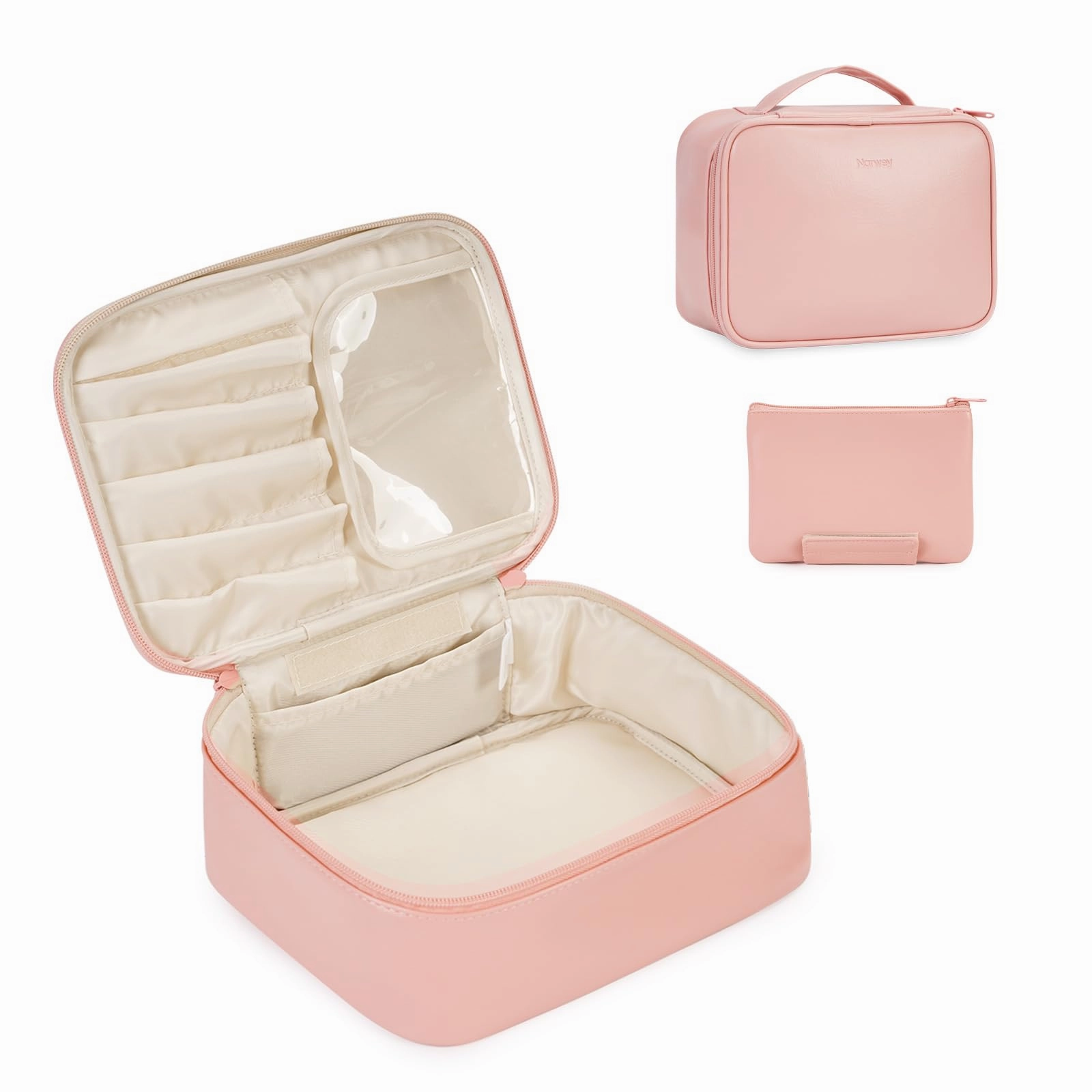 Limited Time Discount Surprise Discount Today Narwey Vegan Leather Makeup Cosmetic Case Set (2 Pcs)