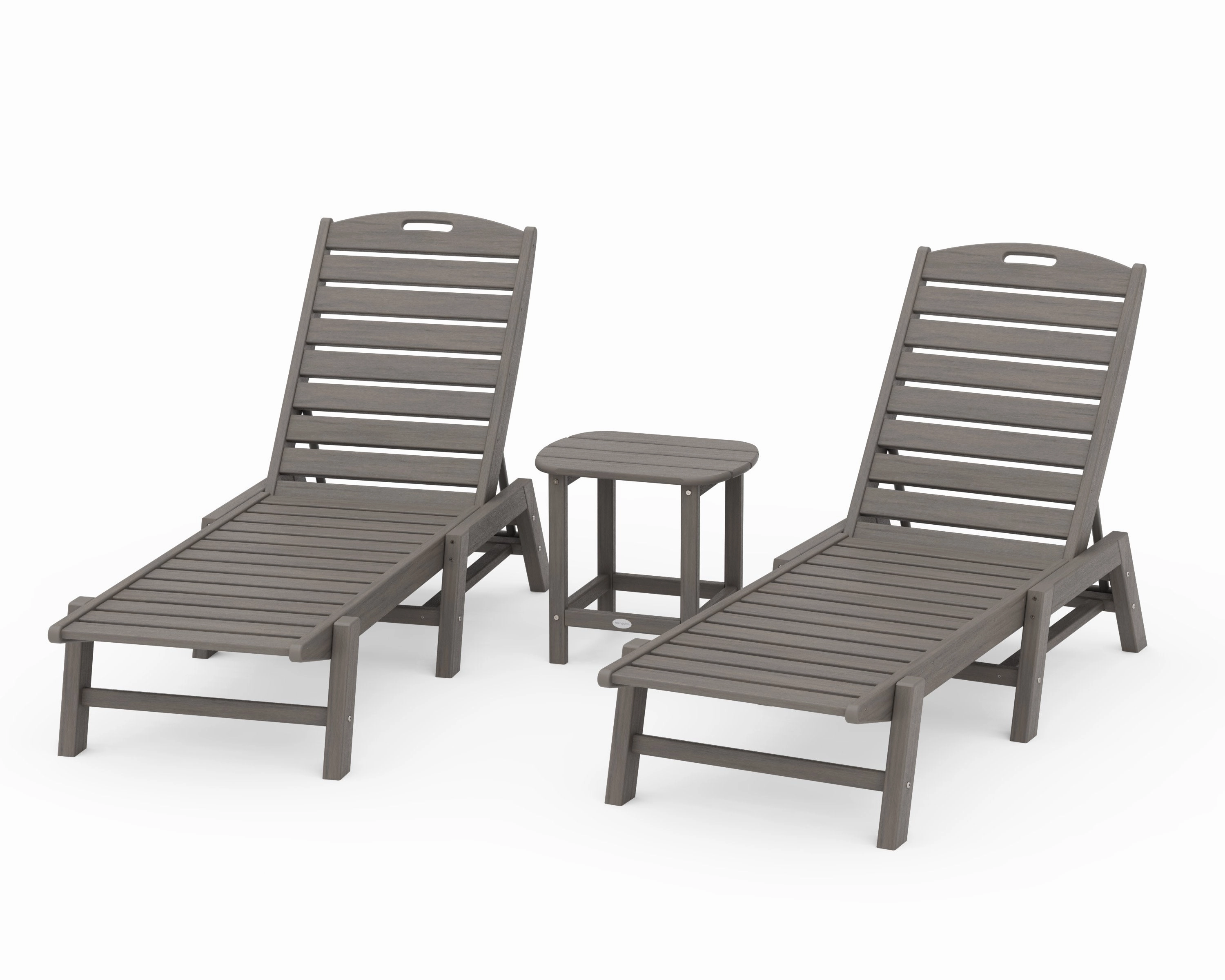 Nautical 3-Piece Chaise Lounge Set with South Beach 18" Side Table