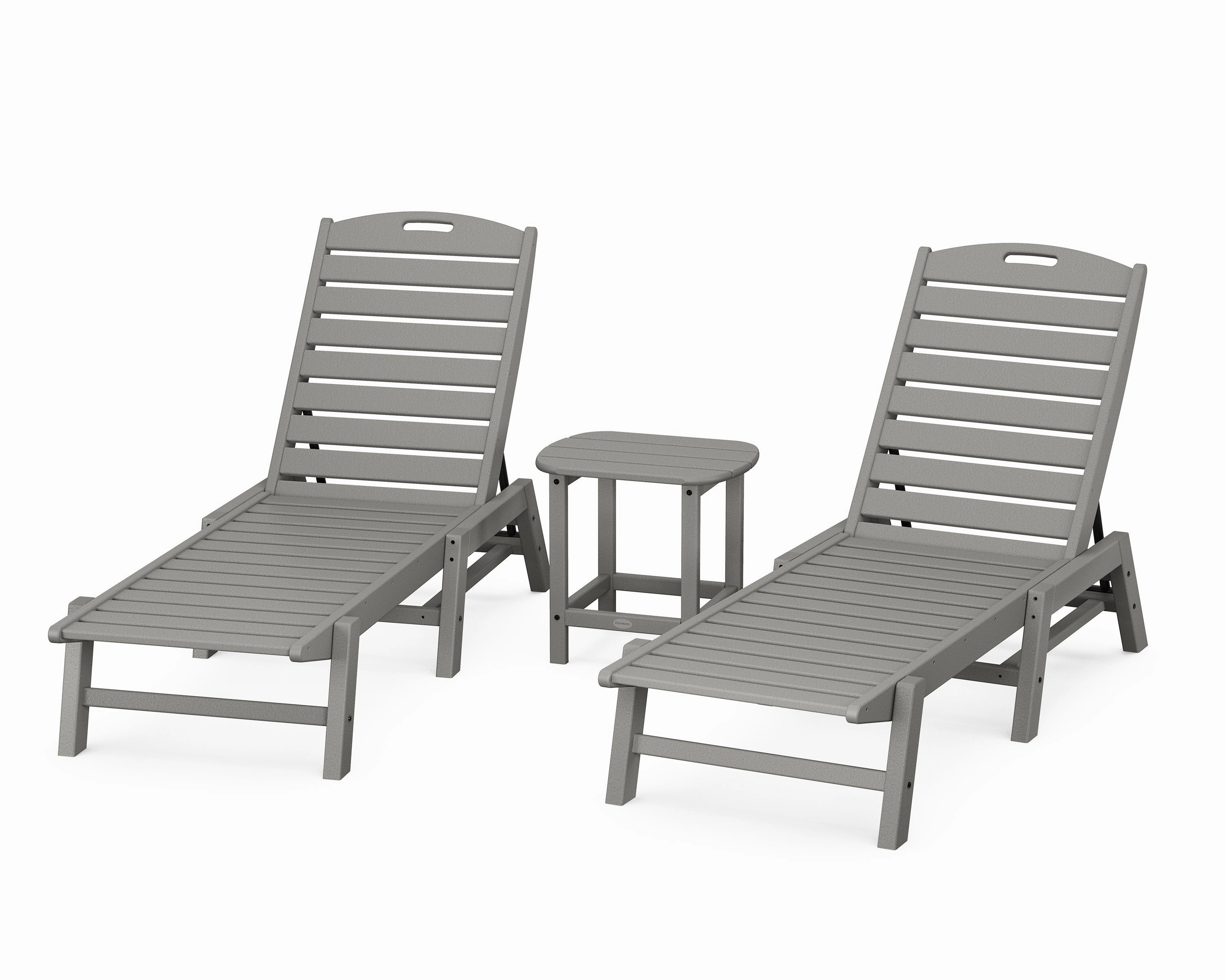 Nautical 3-Piece Chaise Lounge Set with South Beach 18" Side Tableoutdoor patio dining furniture set