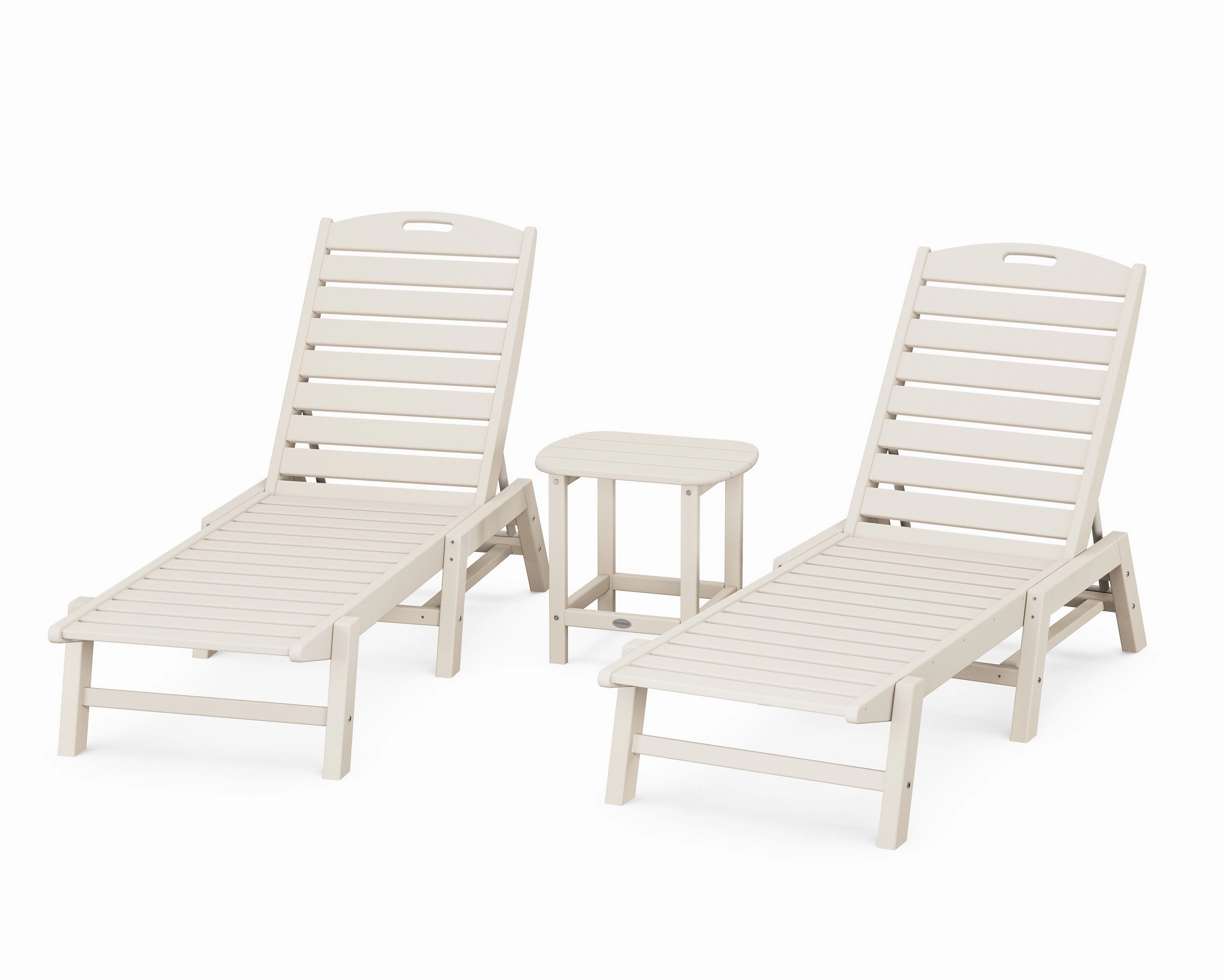 Nautical 3-Piece Chaise Lounge Set with South Beach 18" Side Table