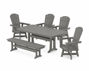 Nautical Adirondack Swivel 6-Piece Dining Set with Trestle Legsoutdoor patio furniture set