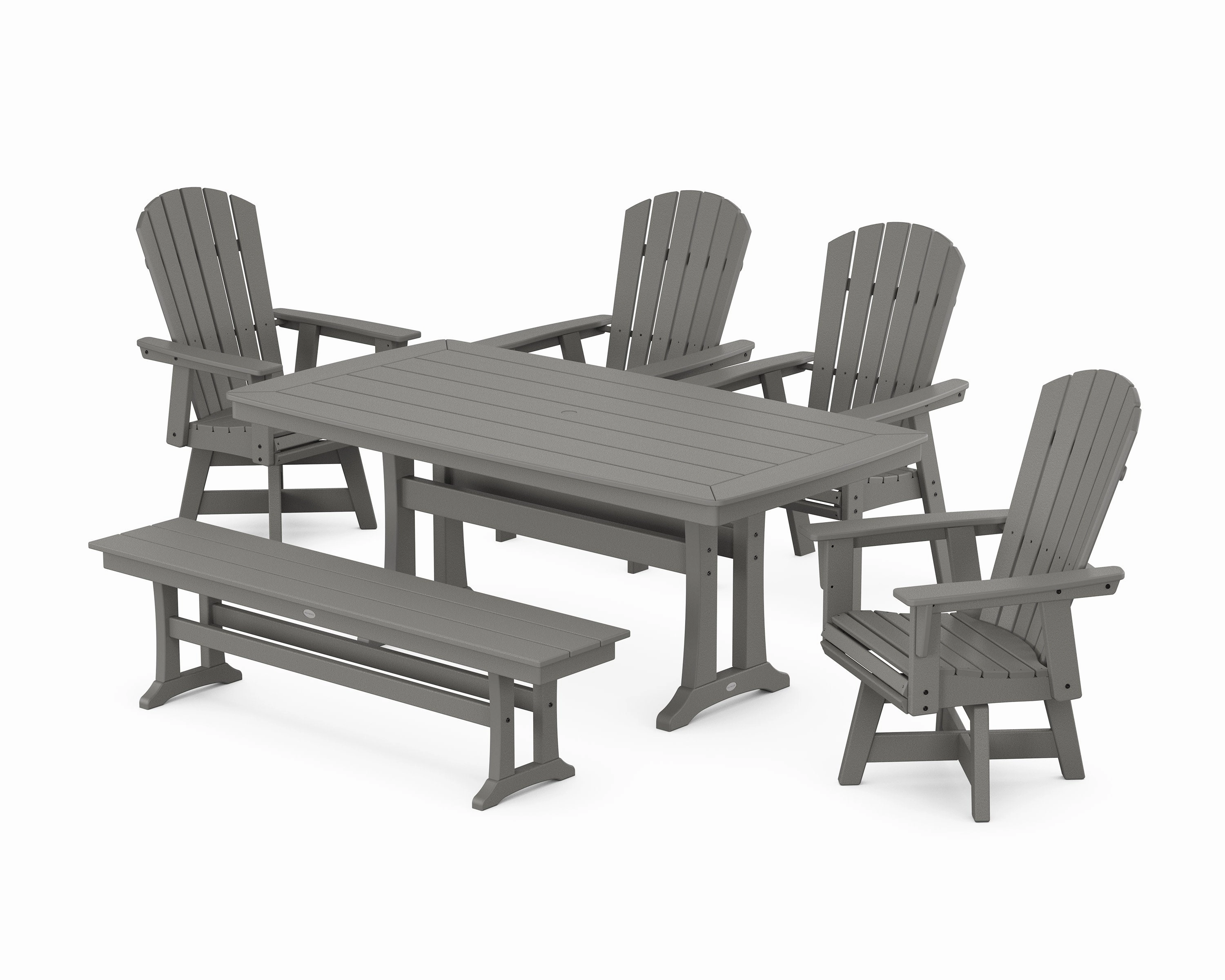 Nautical Adirondack Swivel 6-Piece Dining Set with Trestle Legsoutdoor patio furniture set