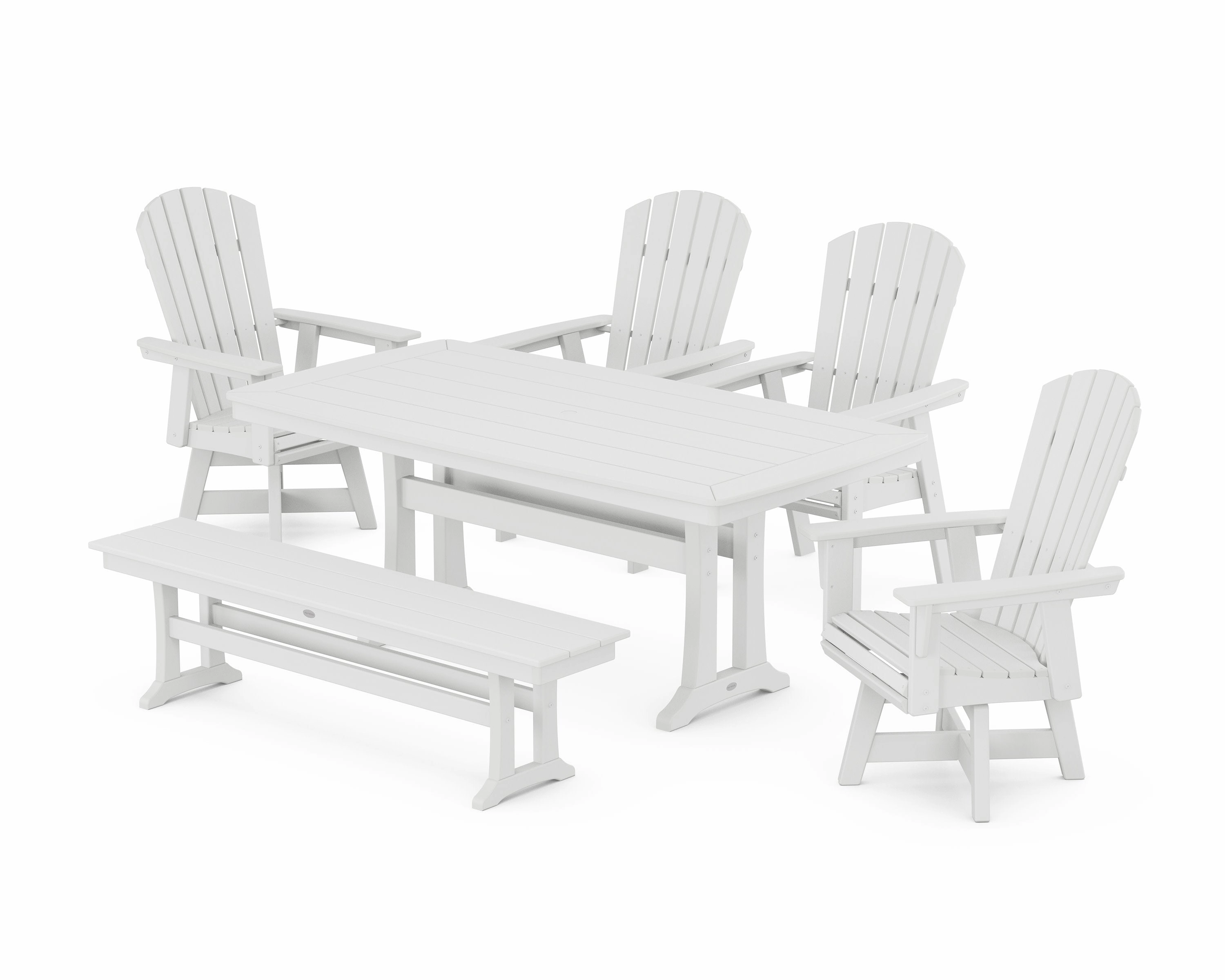 Nautical Adirondack Swivel 6-Piece Dining Set with Trestle Legs