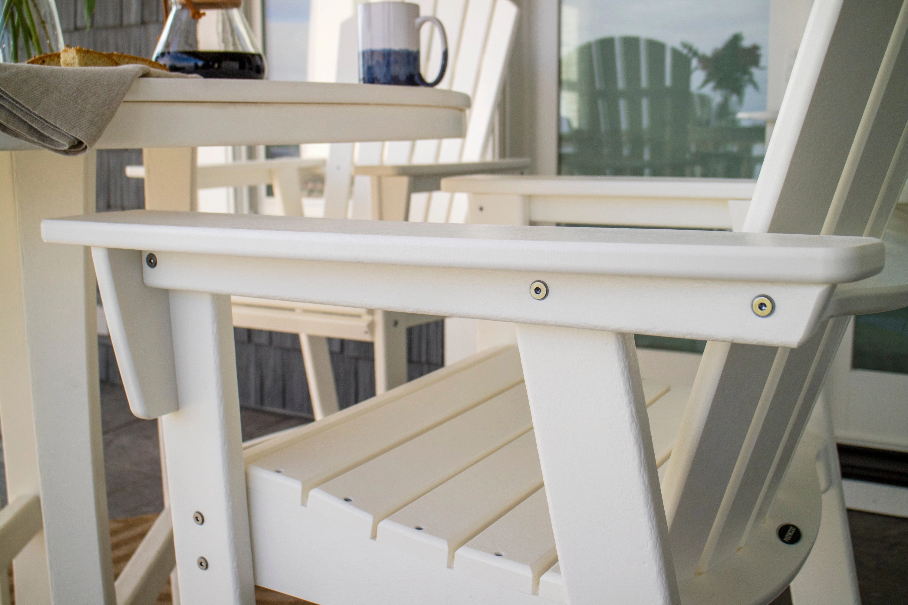 Nautical Curveback Adirondack 5-Piece Round Trestle Bar Set