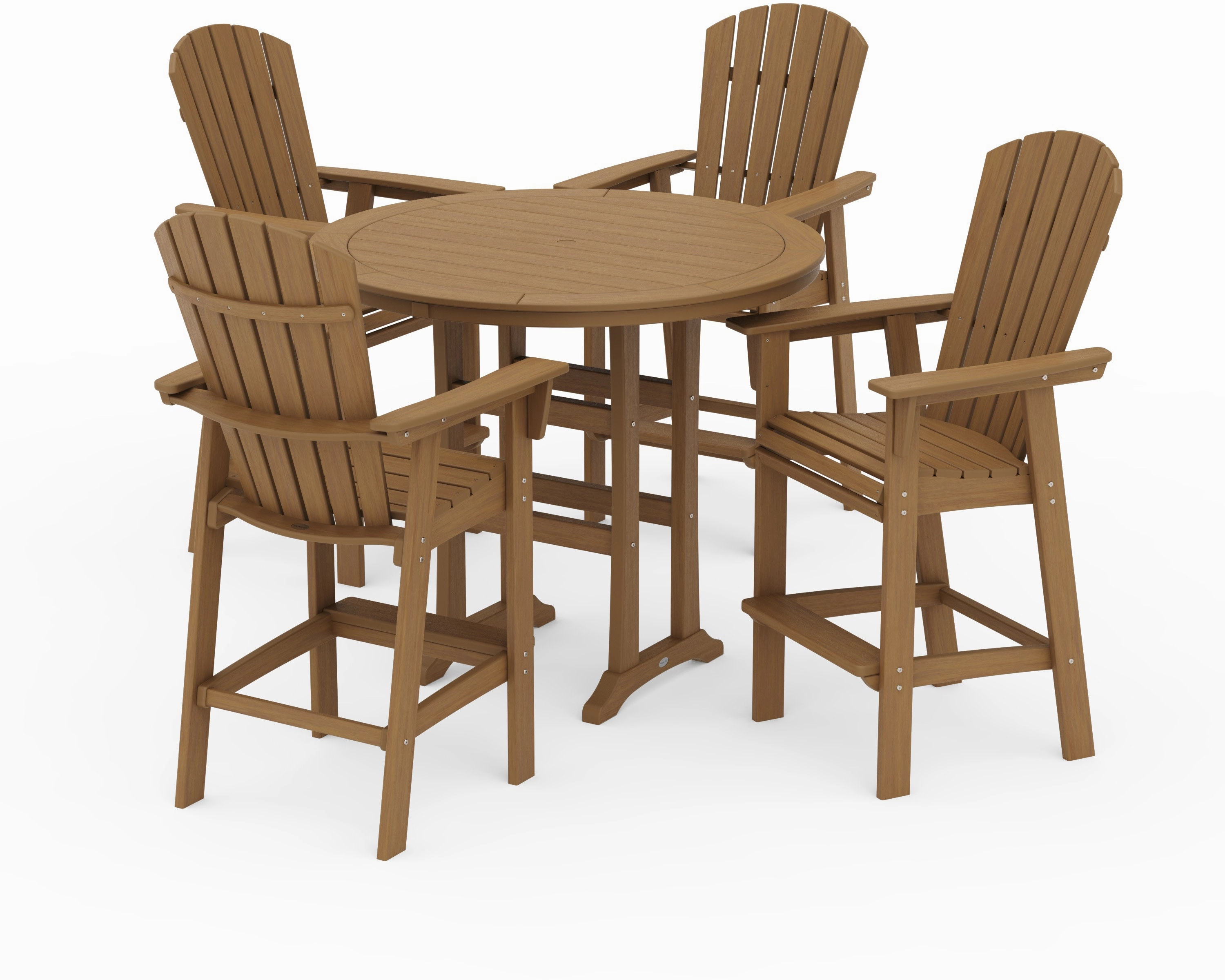 Nautical Curveback Adirondack 5-Piece Round Trestle Bar Set