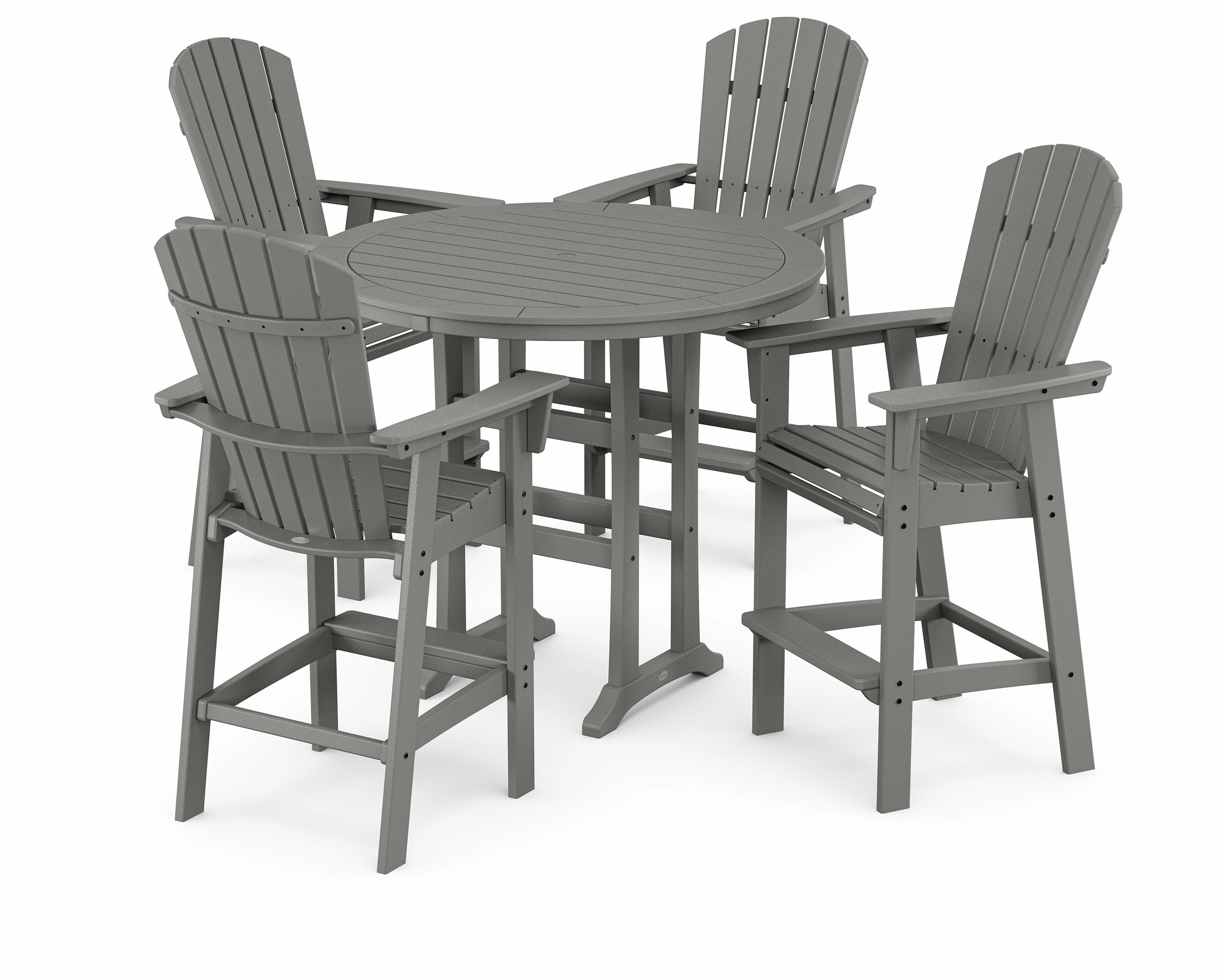 Nautical Curveback Adirondack 5-Piece Round Trestle Bar Setoutdoor patio furniture set