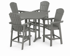 Nautical Curveback Adirondack 5-Piece Round Trestle Bar Setoutdoor patio furniture set