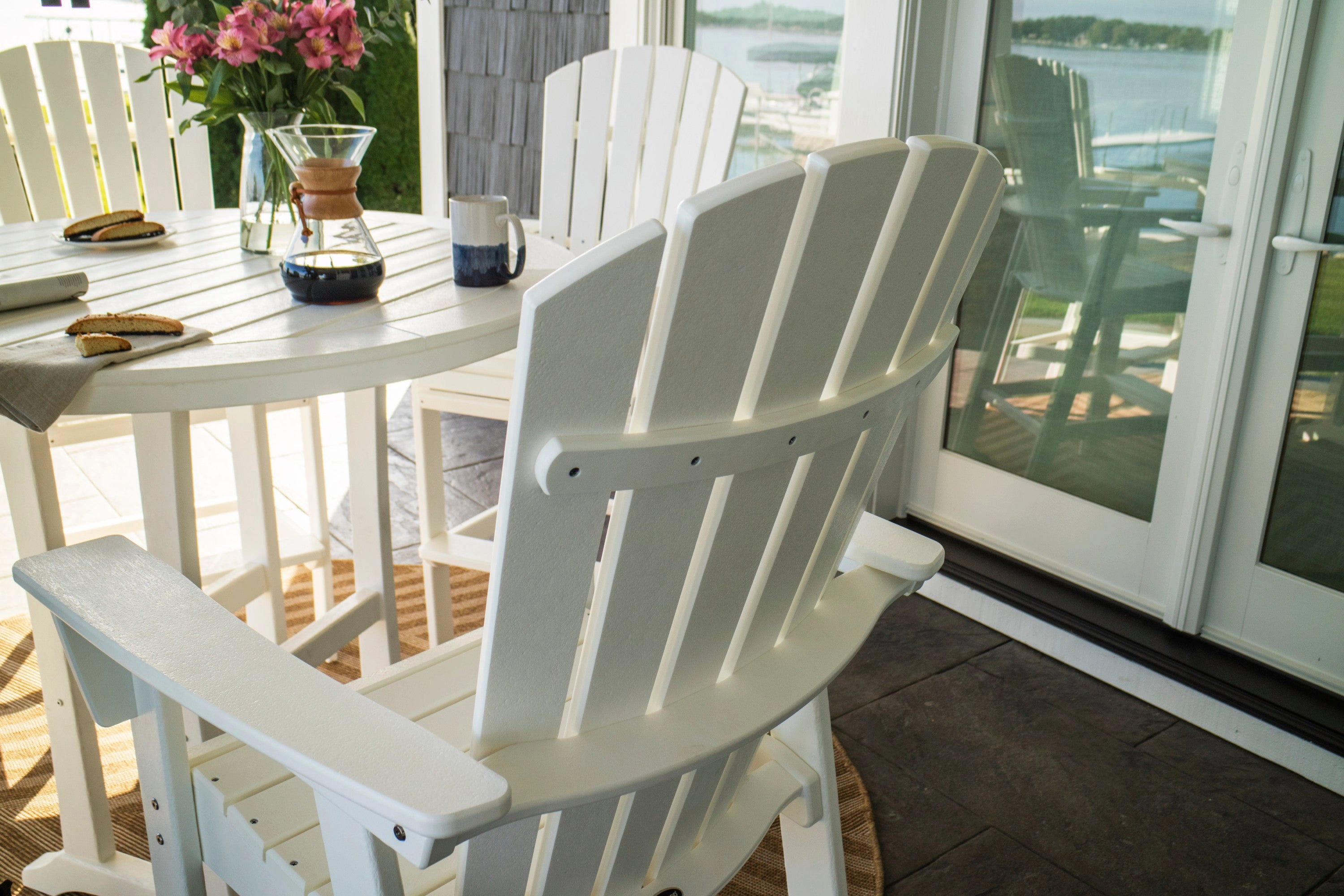 Nautical Curveback Adirondack 5-Piece Round Trestle Bar Set