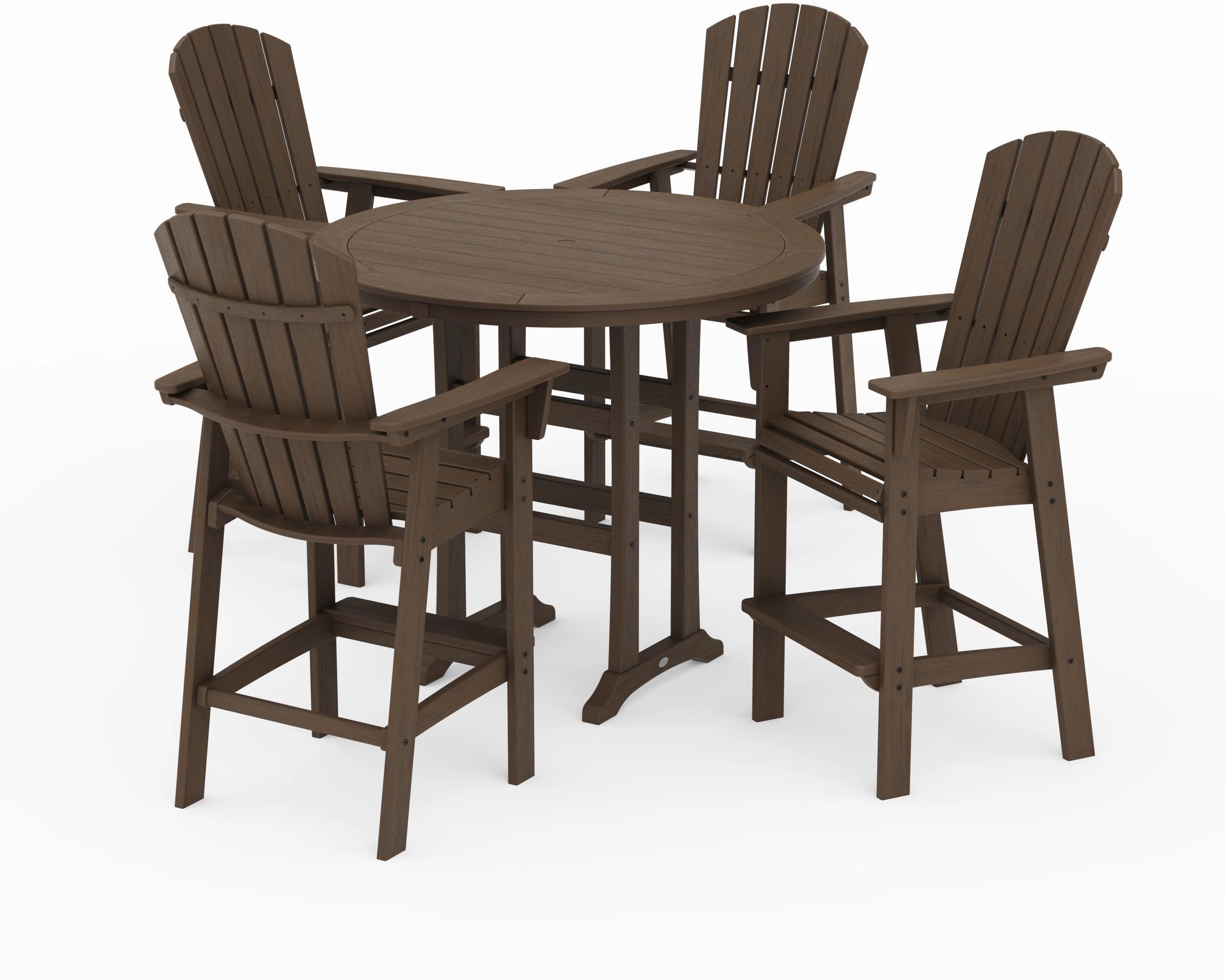 Nautical Curveback Adirondack 5-Piece Round Trestle Bar Set