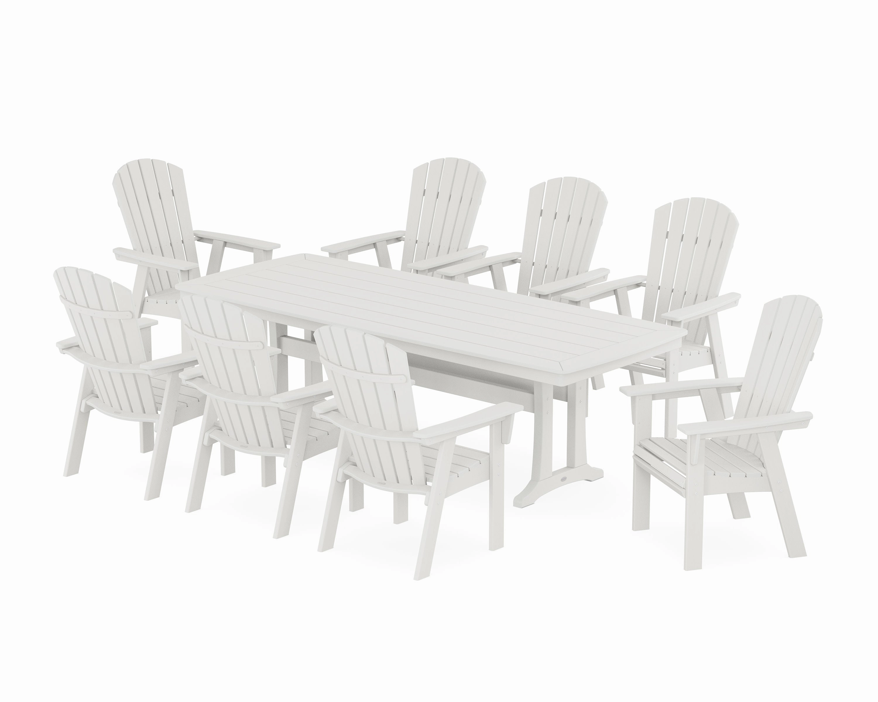 Nautical Curveback Adirondack 9-Piece Dining Set with Trestle Legs