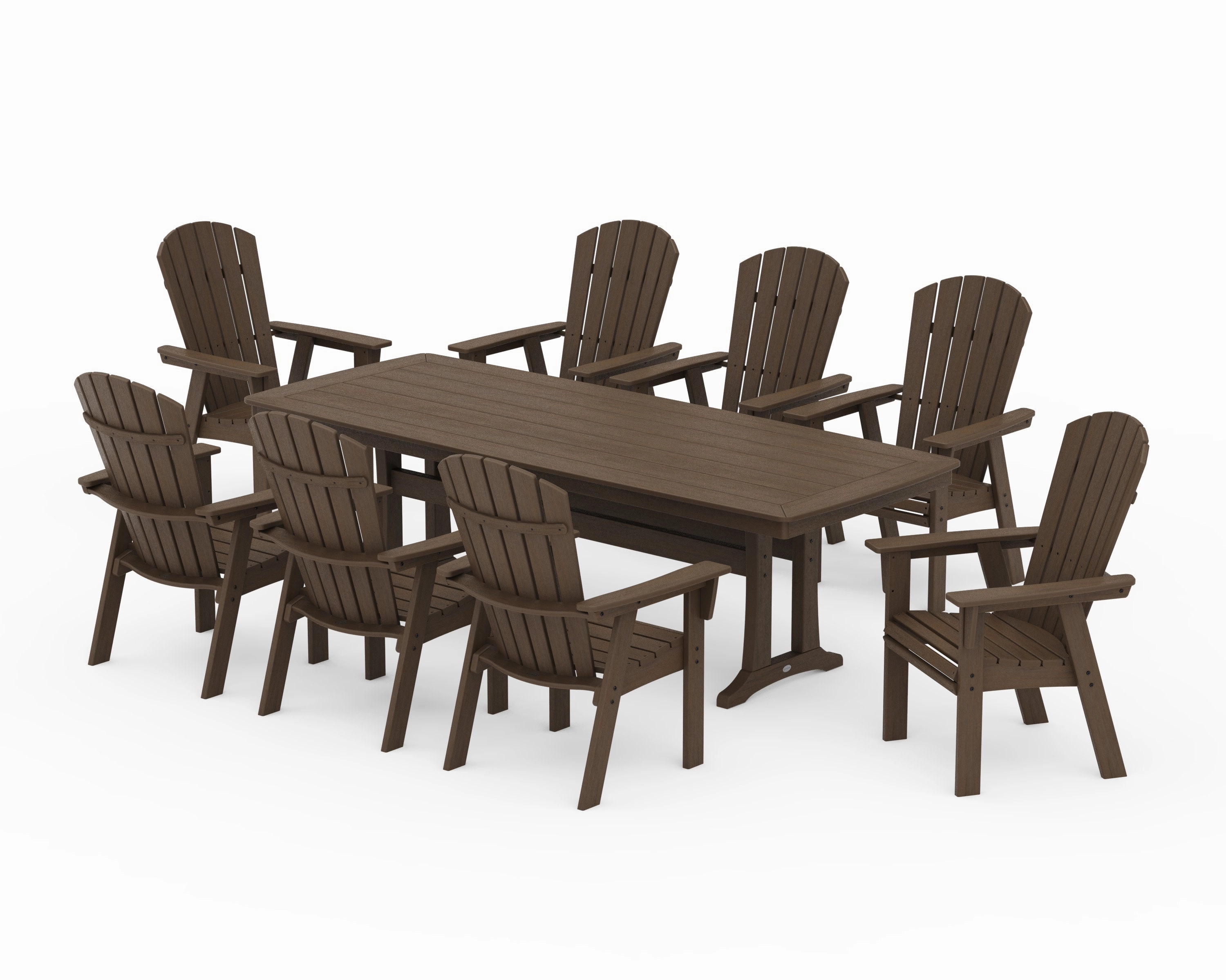Nautical Curveback Adirondack 9-Piece Dining Set with Trestle Legs