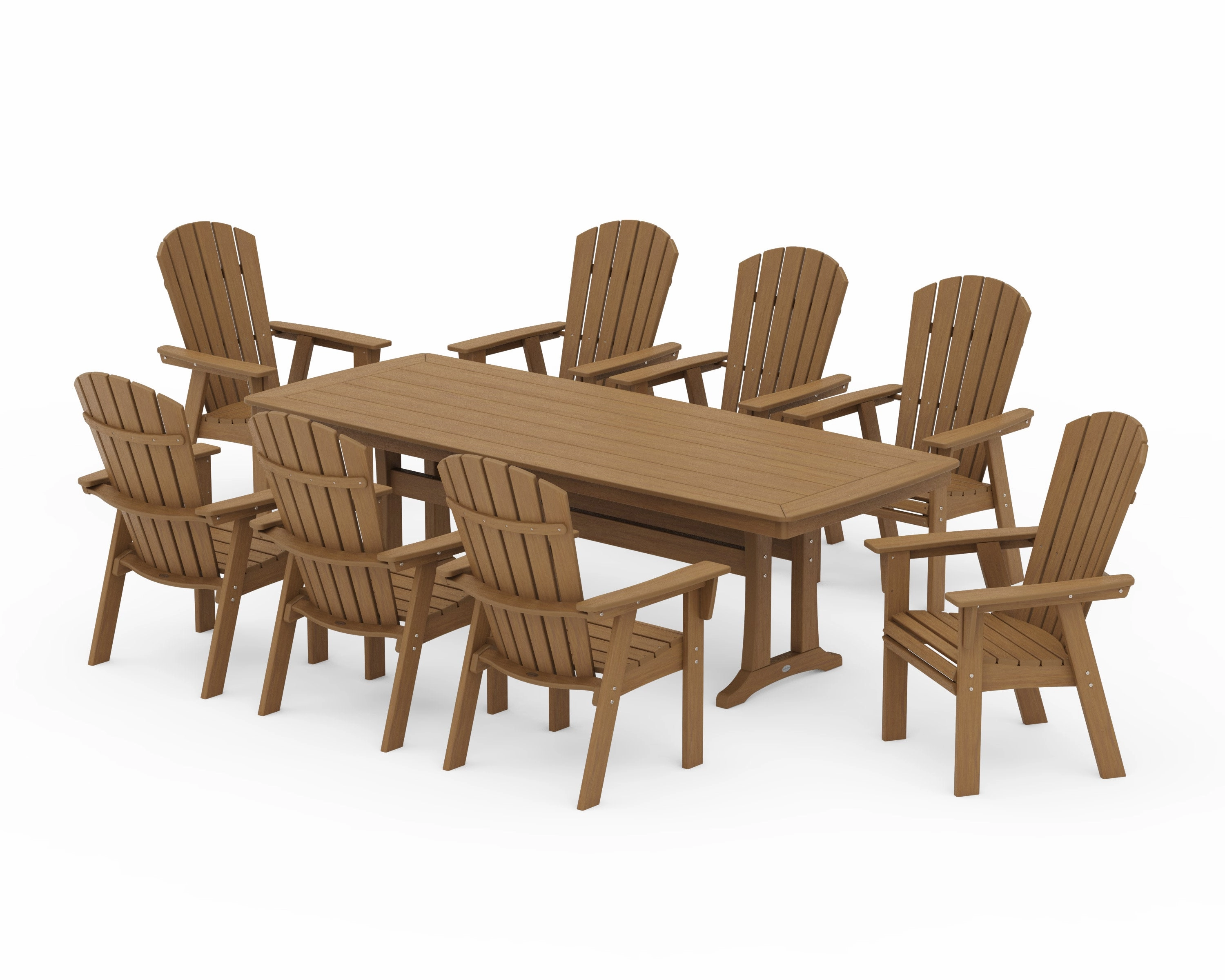 Nautical Curveback Adirondack 9-Piece Dining Set with Trestle Legs