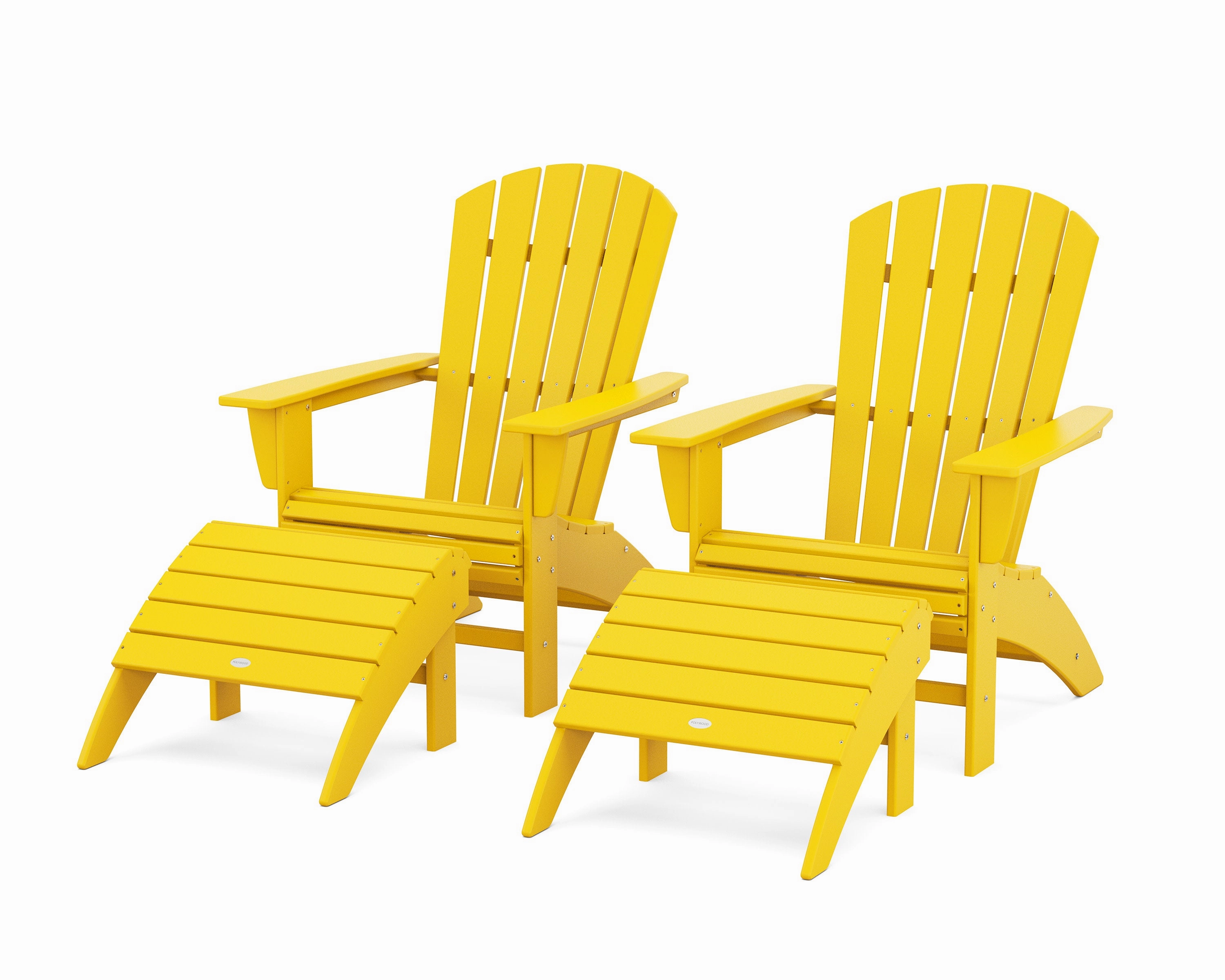 Nautical Curveback Adirondack Chair 4-Piece Set with Ottomans