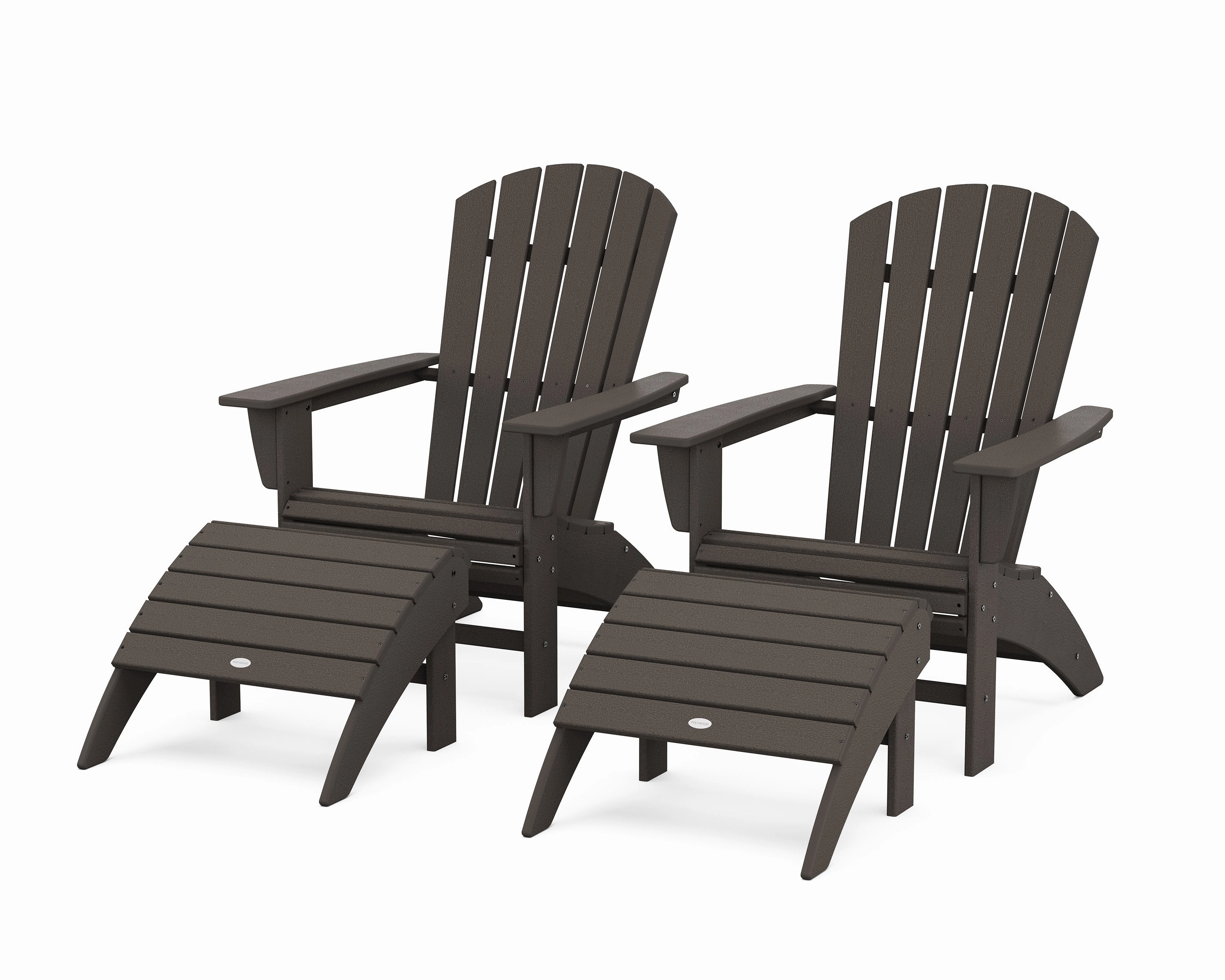 Nautical Curveback Adirondack Chair 4-Piece Set with Ottomans
