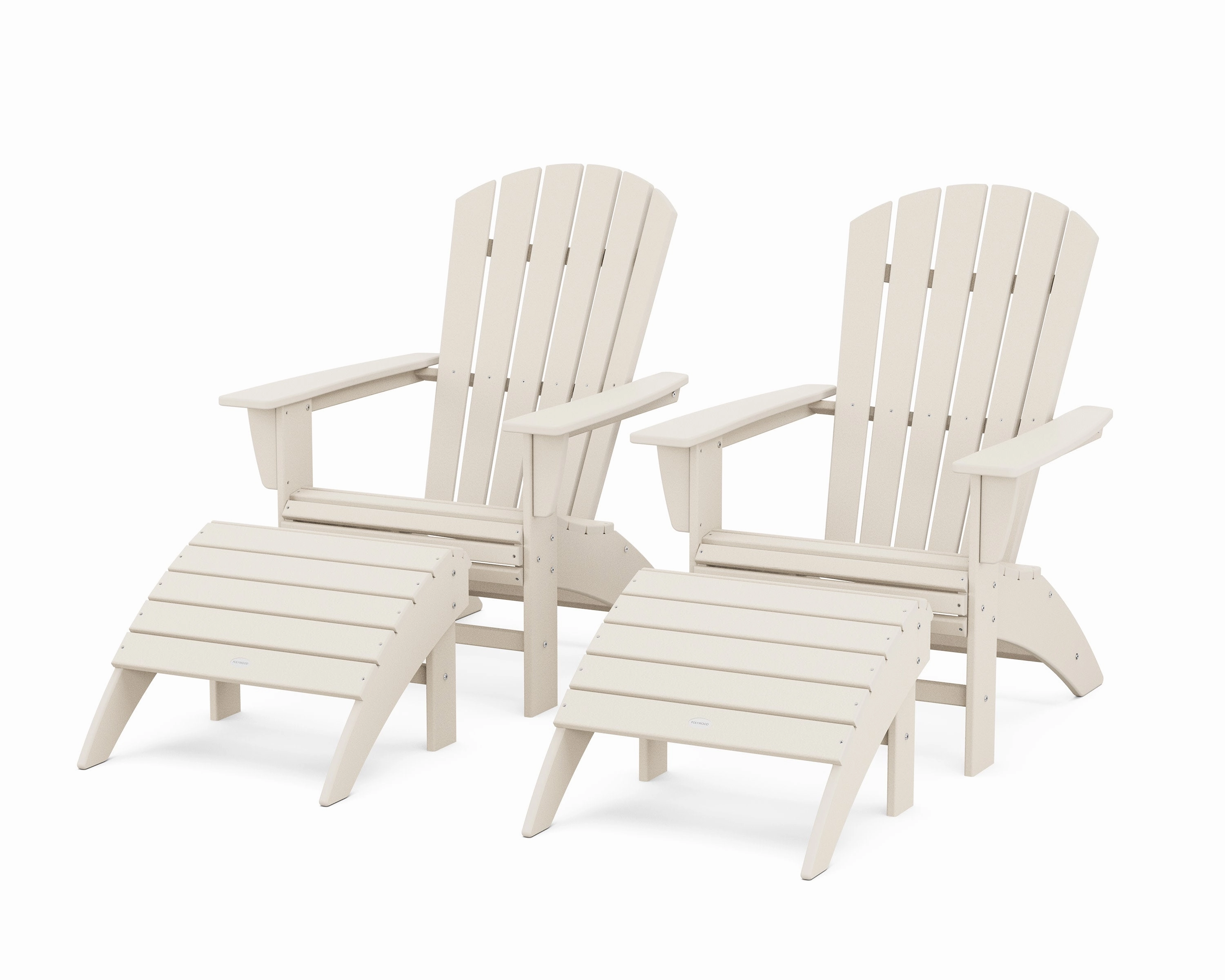 Nautical Curveback Adirondack Chair 4-Piece Set with Ottomans
