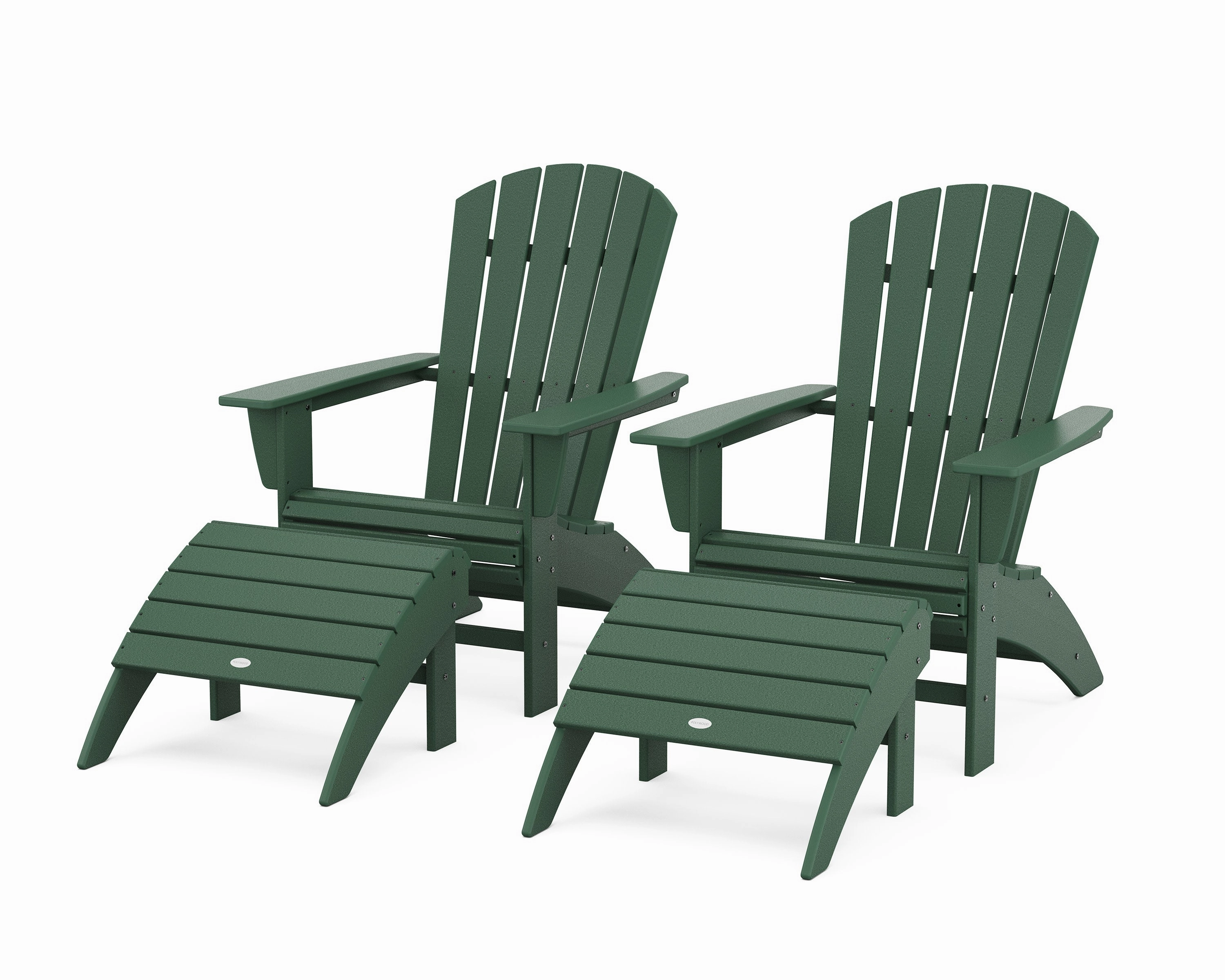 Nautical Curveback Adirondack Chair 4-Piece Set with Ottomans