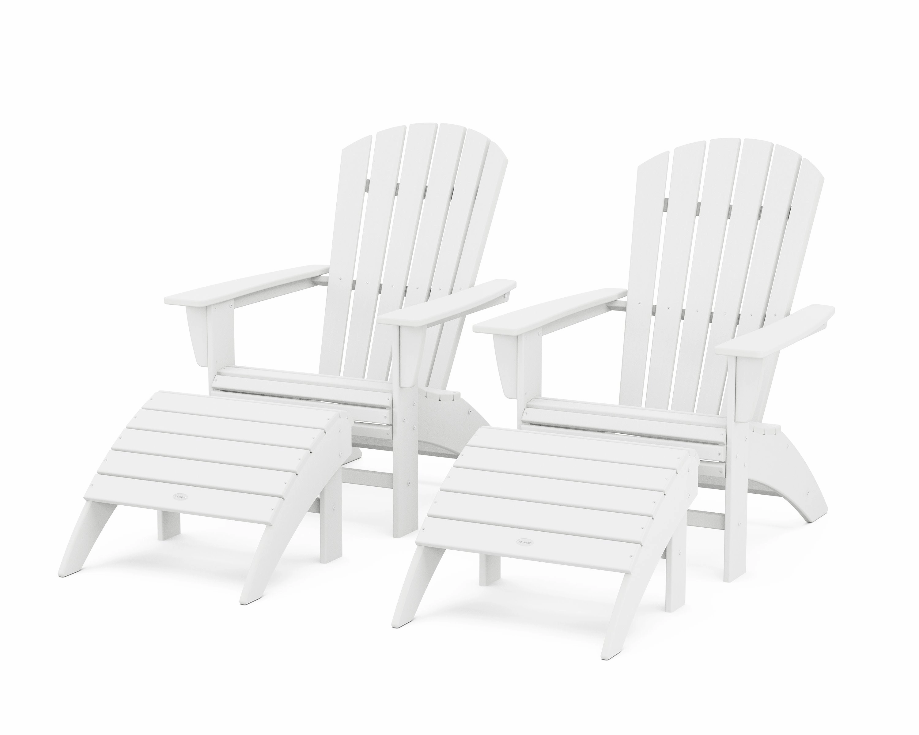 Nautical Curveback Adirondack Chair 4-Piece Set with Ottomans