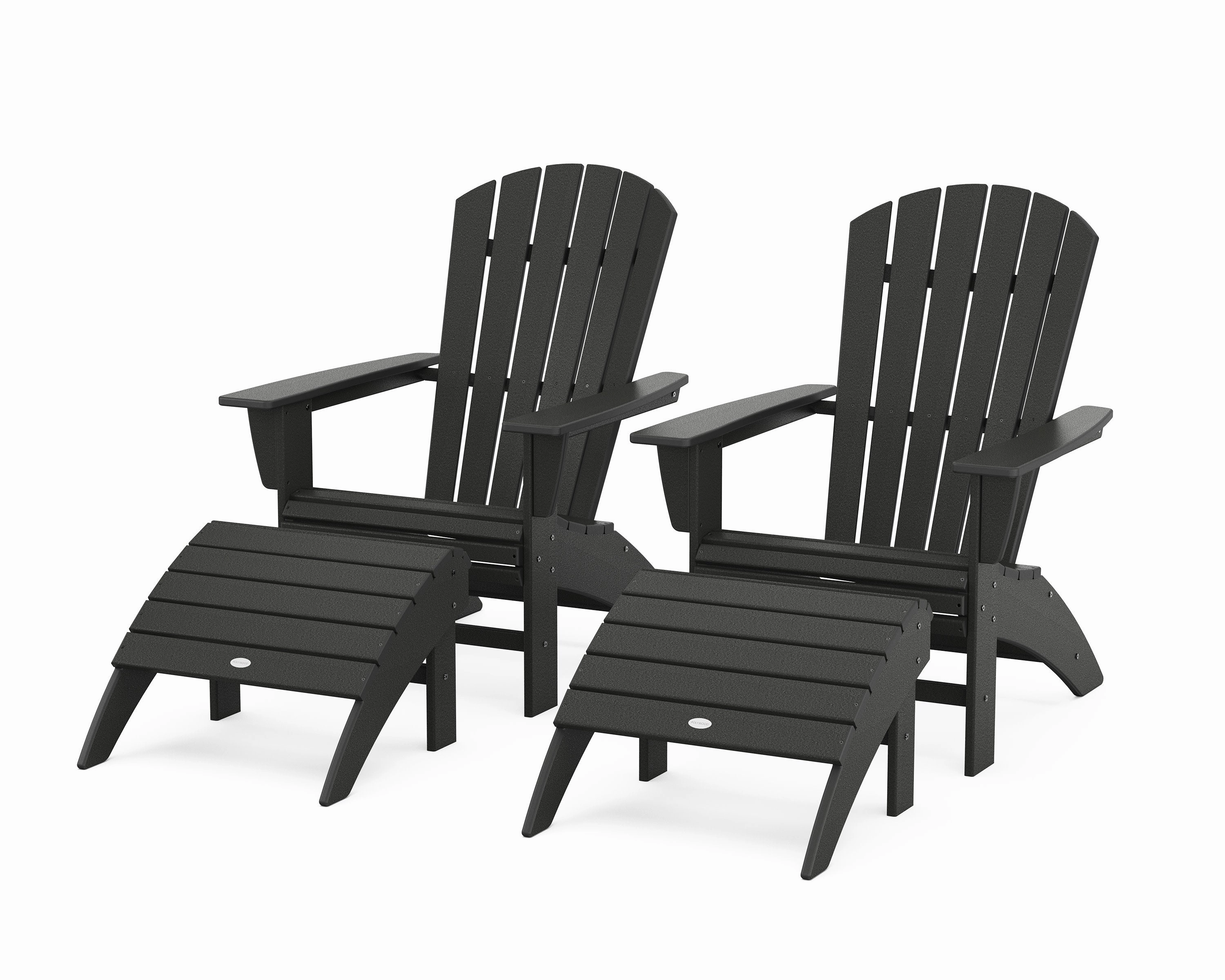 Nautical Curveback Adirondack Chair 4-Piece Set with Ottomans