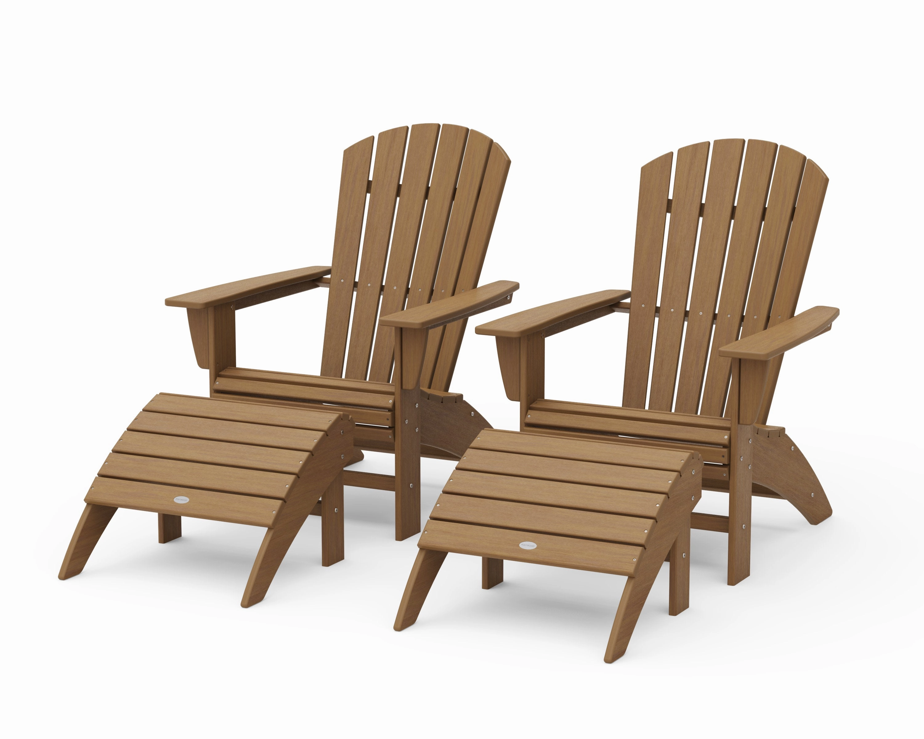 Nautical Curveback Adirondack Chair 4-Piece Set with Ottomans