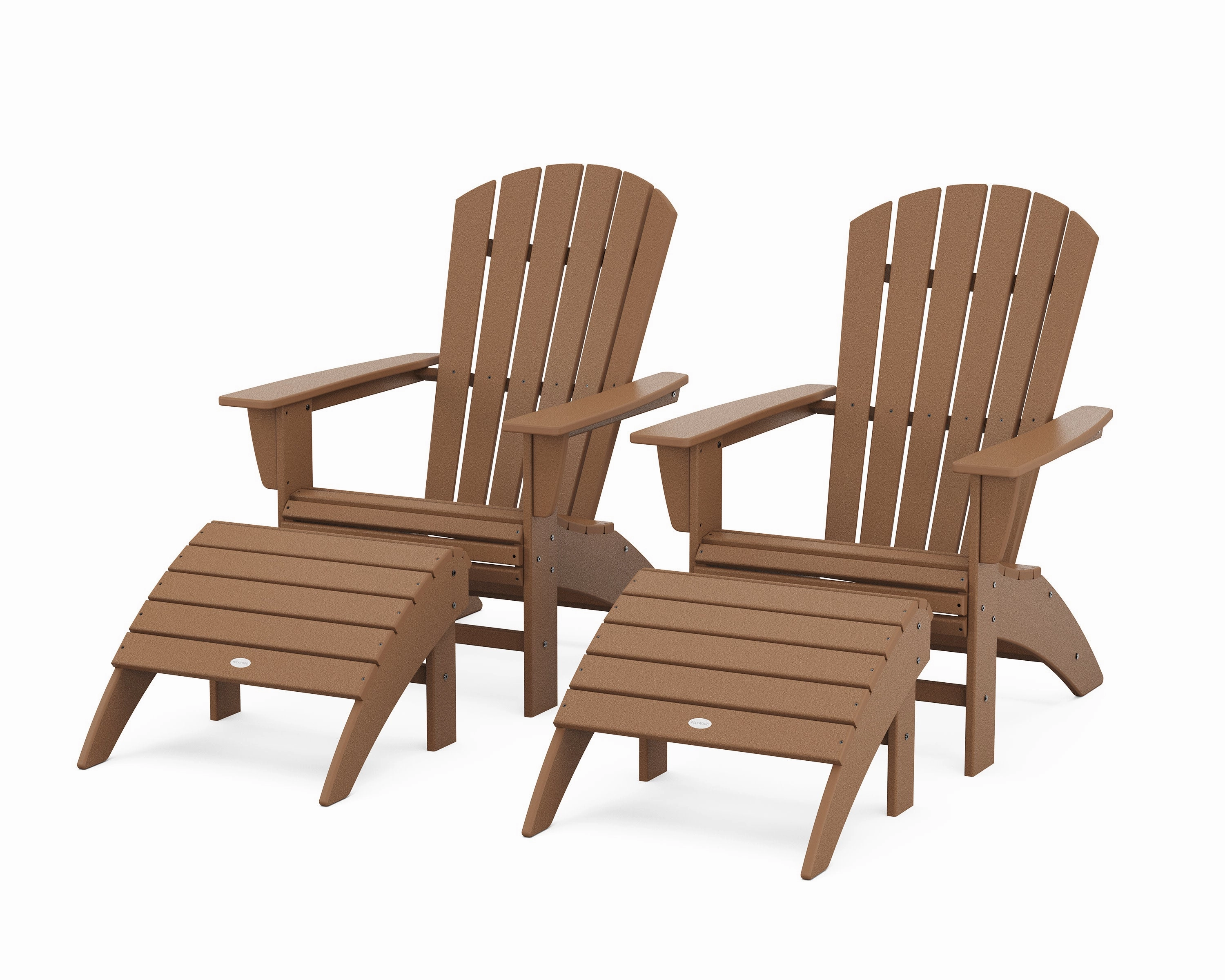 Nautical Curveback Adirondack Chair 4-Piece Set with Ottomans