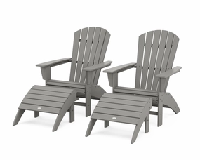Nautical Curveback Adirondack Chair 4-Piece Set with Ottomansoutdoor patio dining furniture set