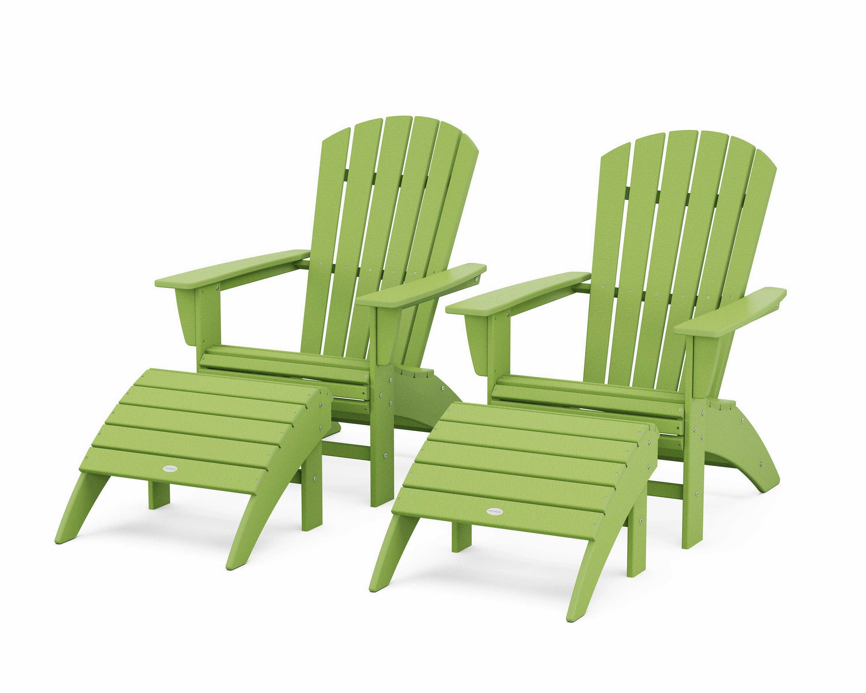 Nautical Curveback Adirondack Chair 4-Piece Set with Ottomans