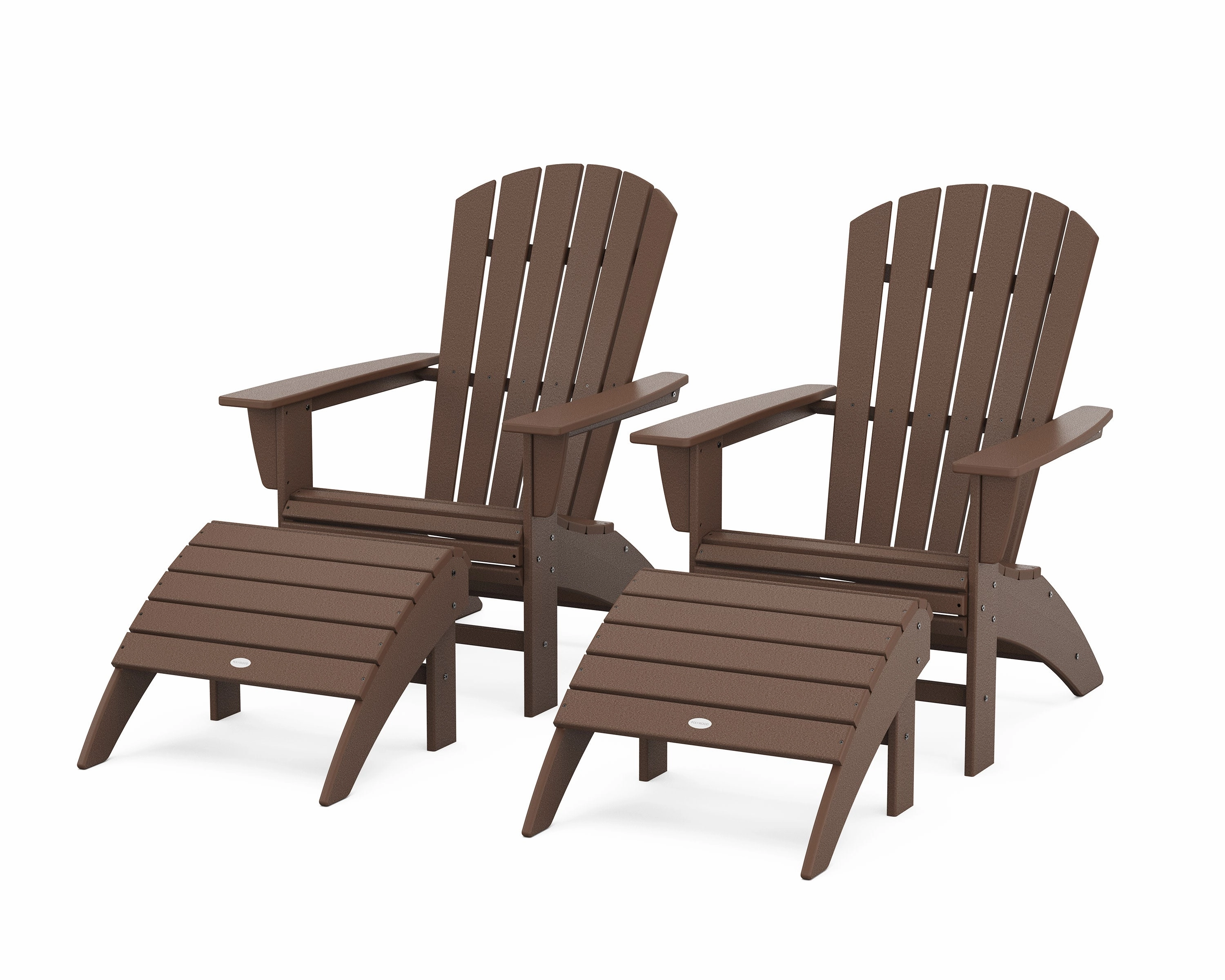 Nautical Curveback Adirondack Chair 4-Piece Set with Ottomans
