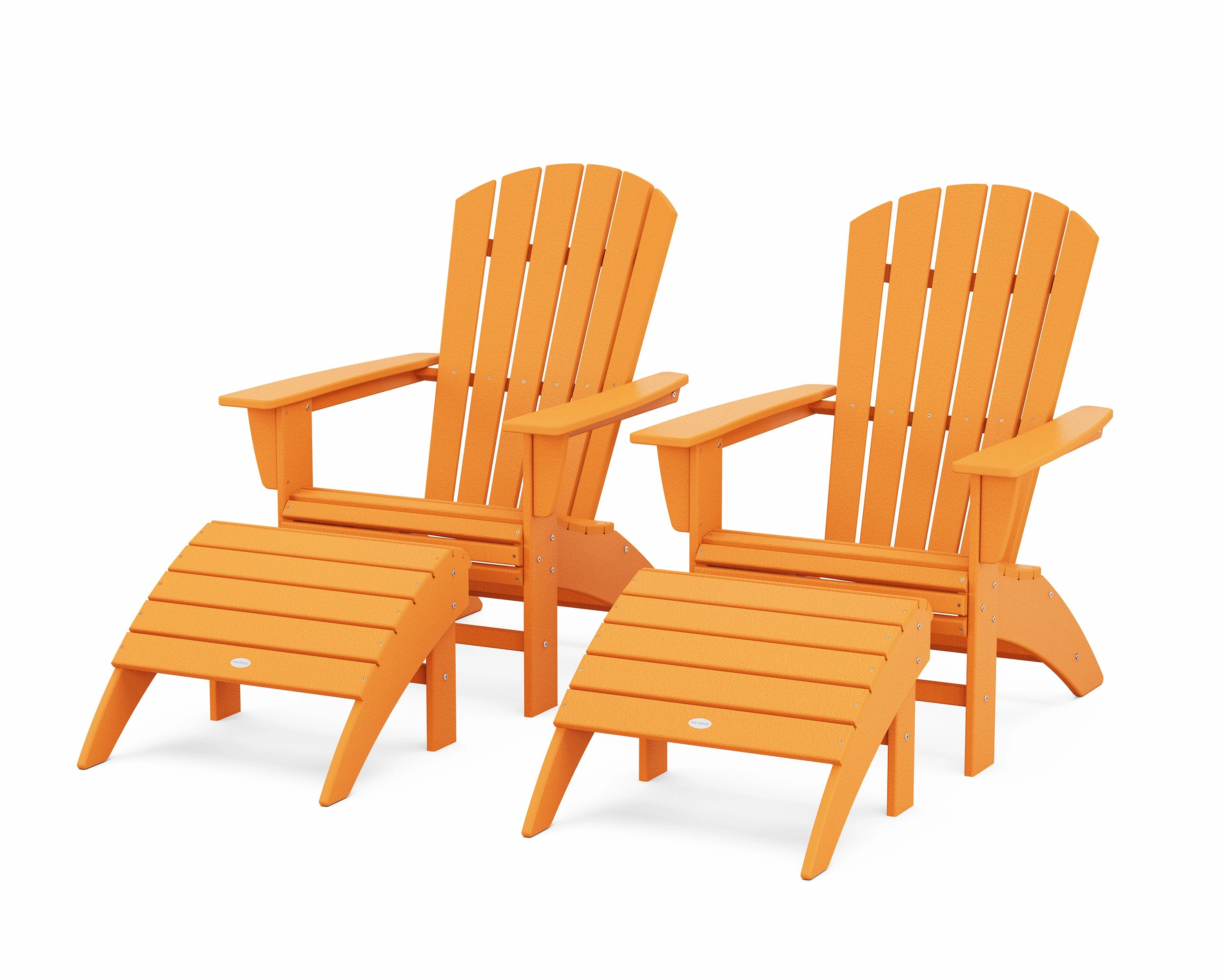 Nautical Curveback Adirondack Chair 4-Piece Set with Ottomans