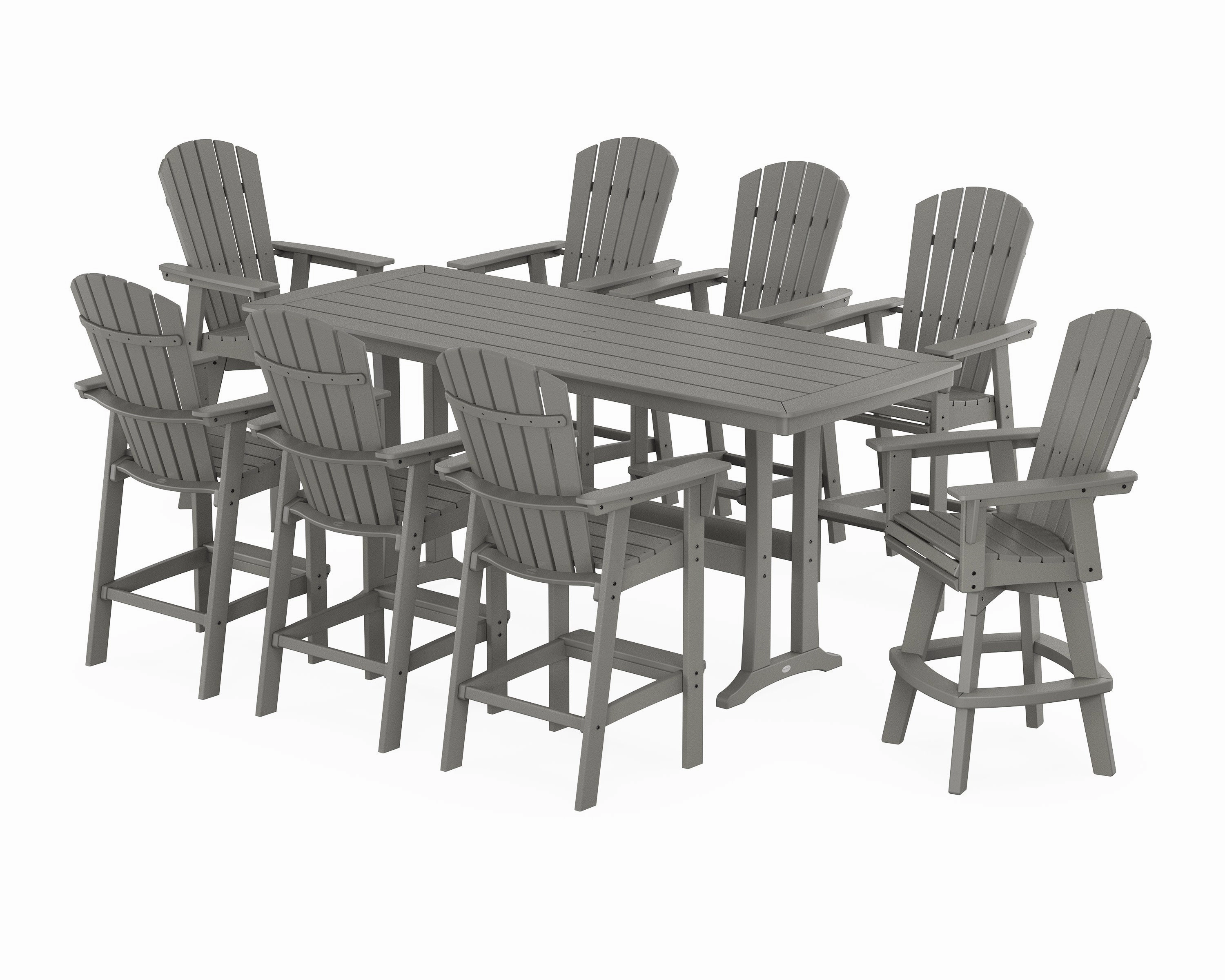 Nautical Curveback Adirondack Swivel 9-Piece Bar Set with Trestle Legsoutdoor patio furniture set