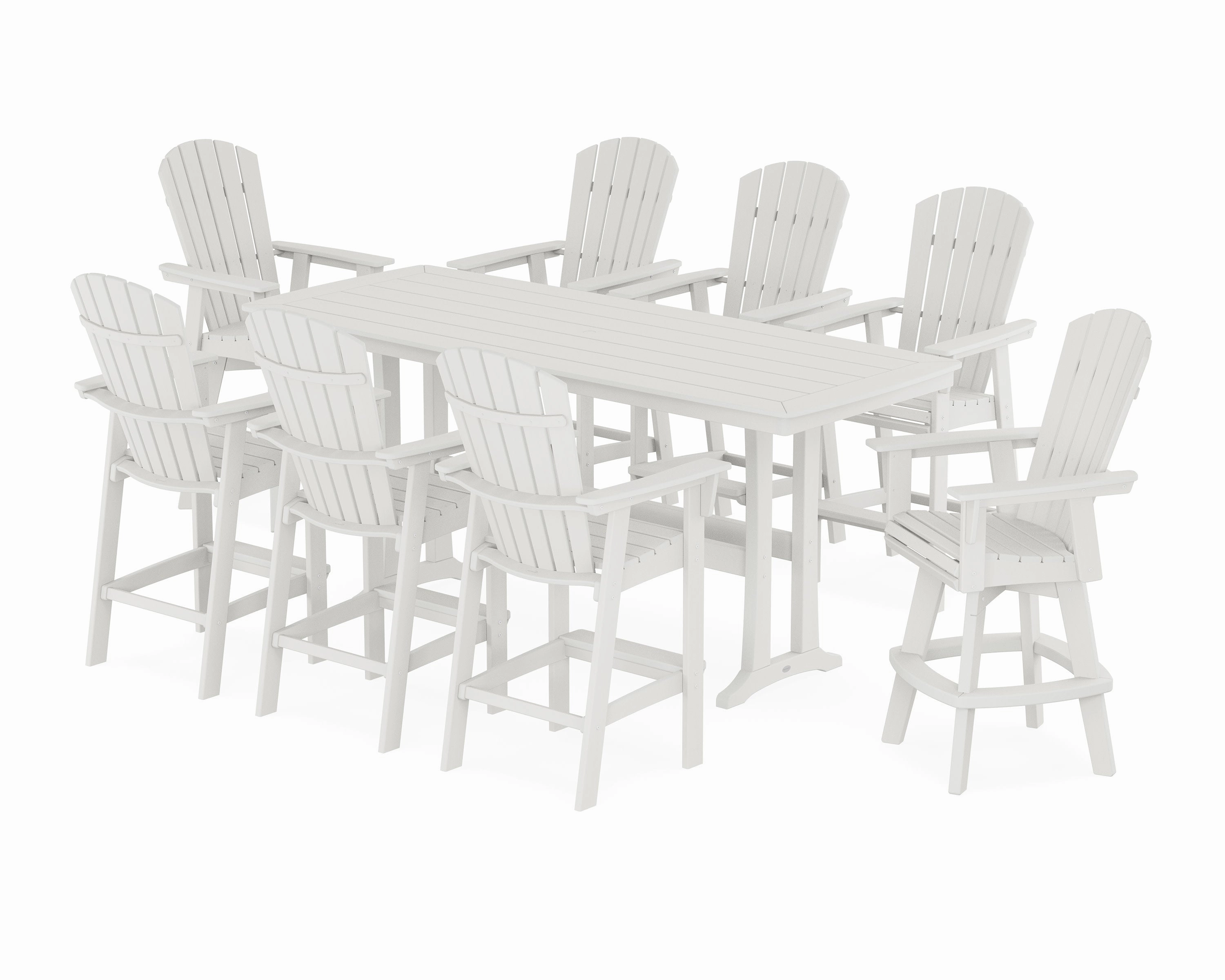 Nautical Curveback Adirondack Swivel 9-Piece Bar Set with Trestle Legs