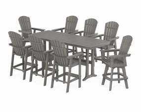 Nautical Curveback Adirondack Swivel 9-Piece Bar Set with Trestle Legsoutdoor patio furniture set