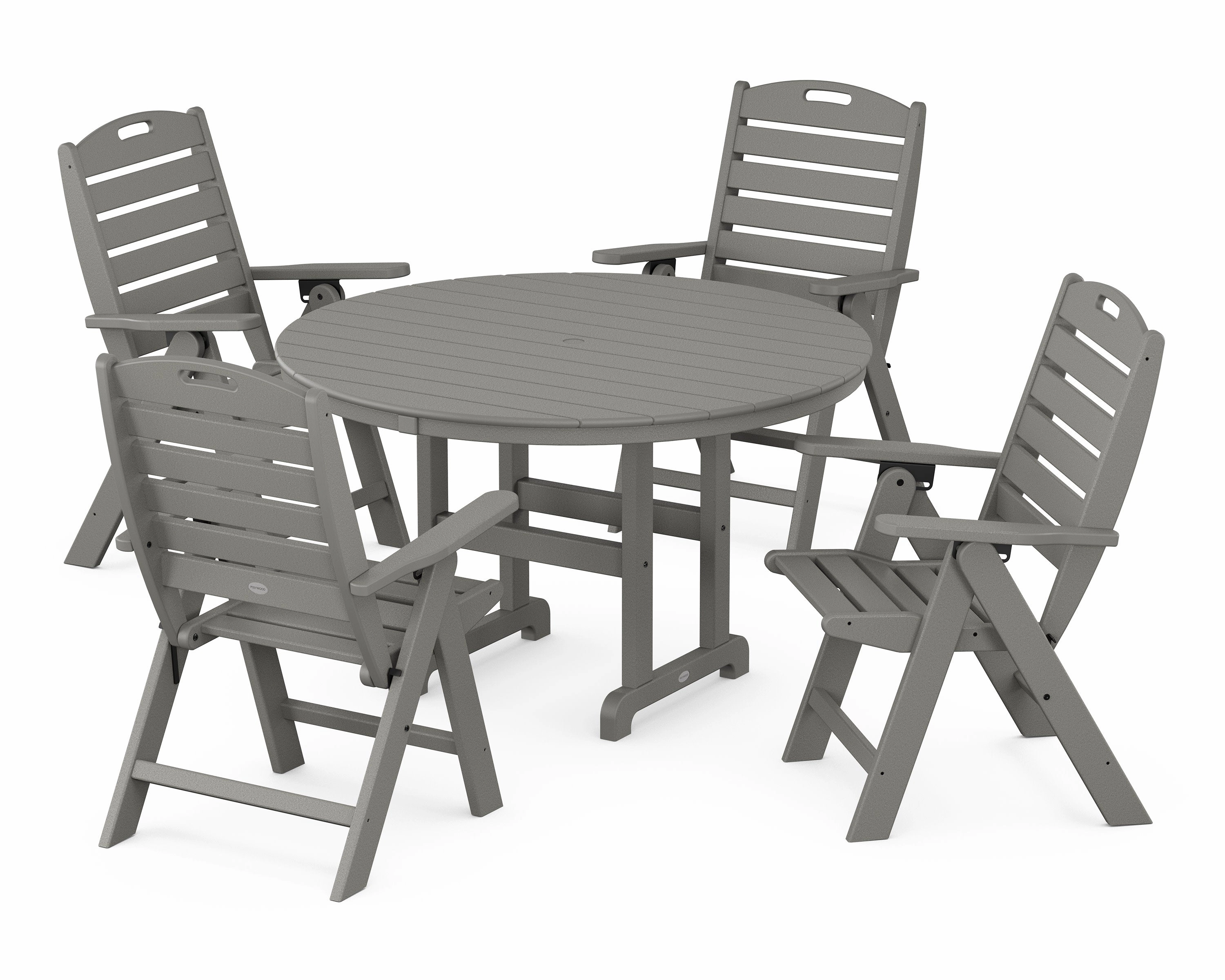 Nautical Folding Chair 5-Piece Round Farmhouse Dining Setoutdoor patio furniture set