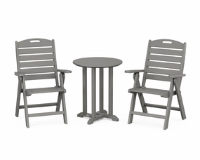 Nautical Folding Highback Chair 3-Piece Round Bistro Dining Setoutdoor patio furniture set
