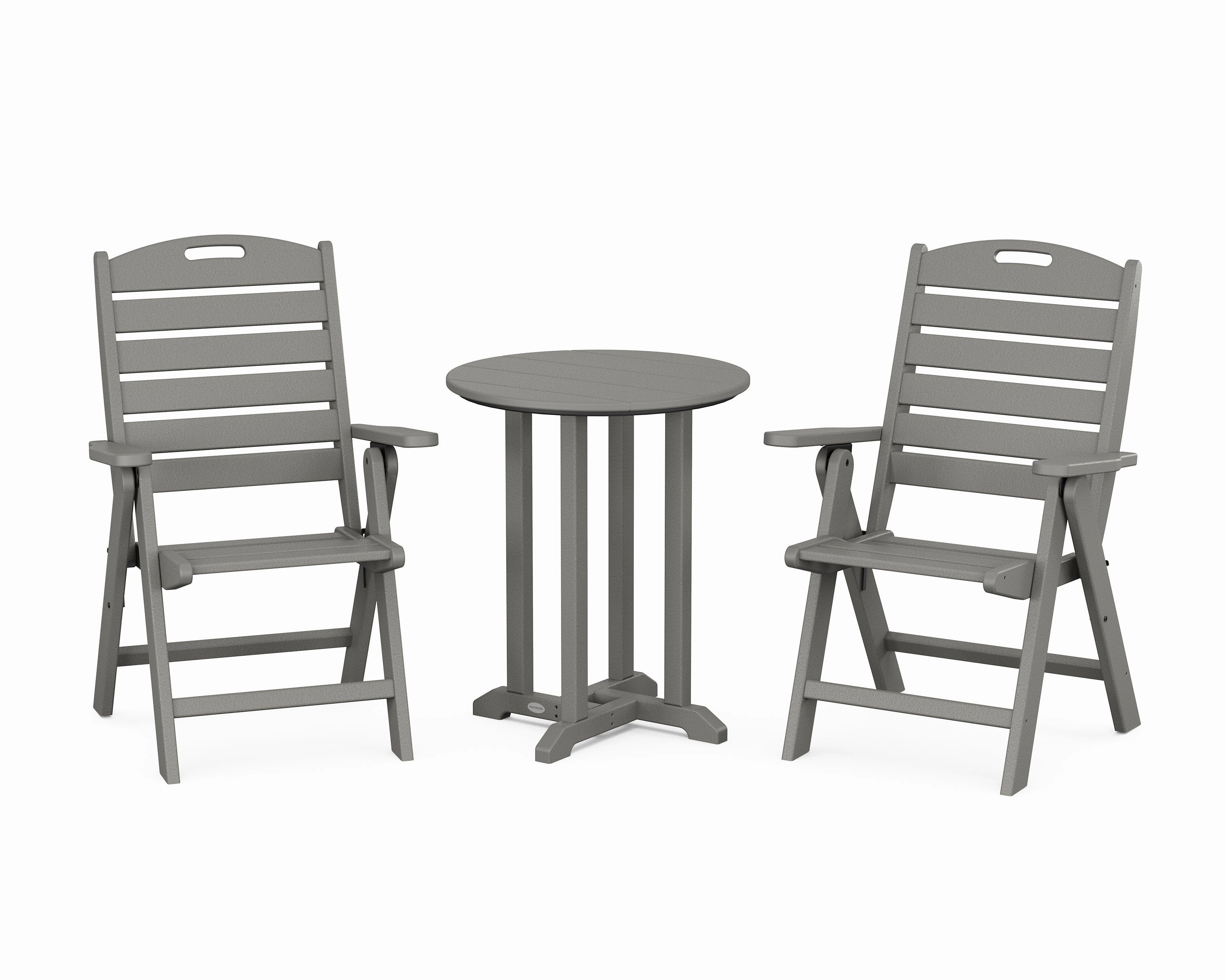 Nautical Folding Highback Chair 3-Piece Round Bistro Dining Setoutdoor patio furniture set