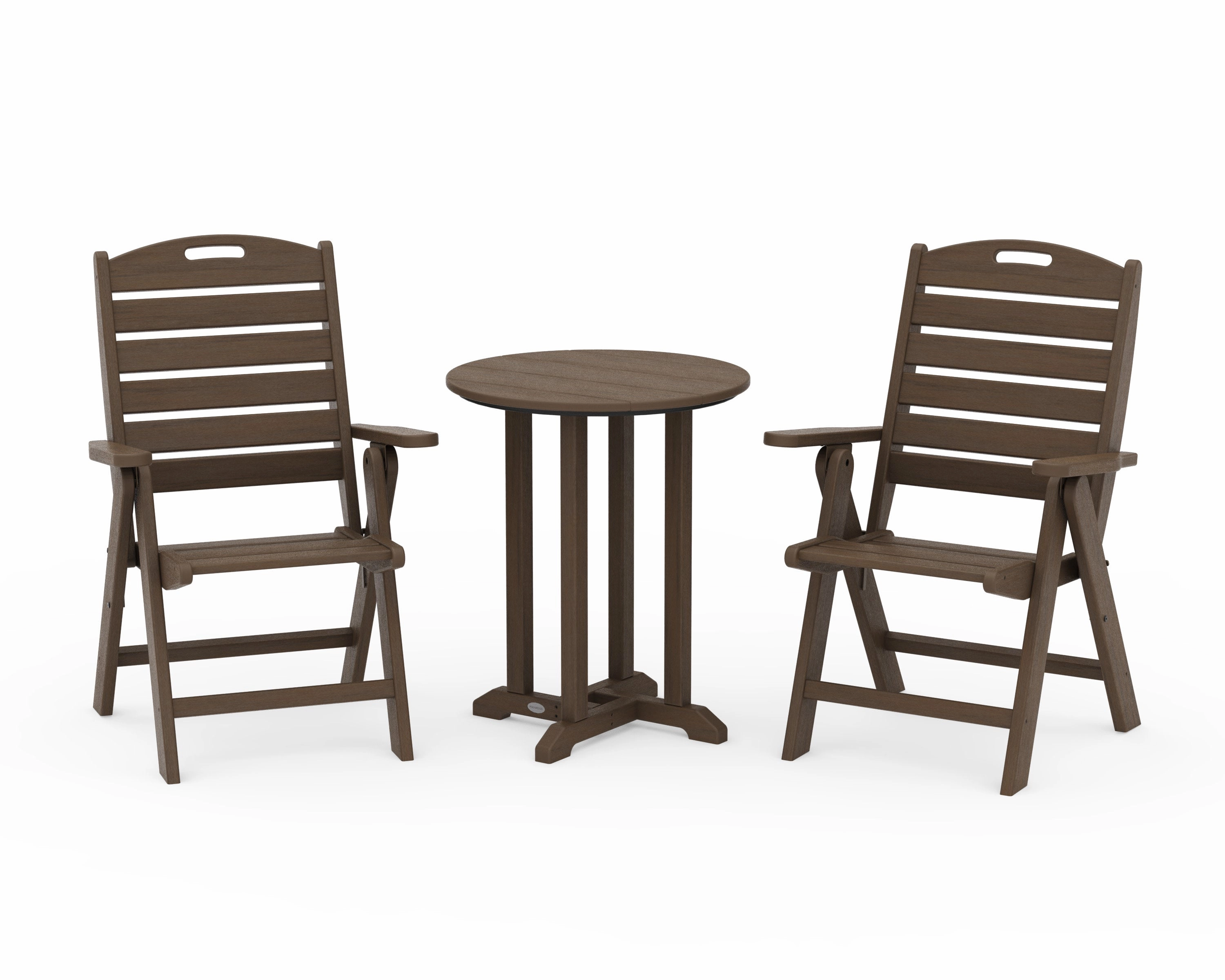 Nautical Folding Highback Chair 3-Piece Round Bistro Dining Set