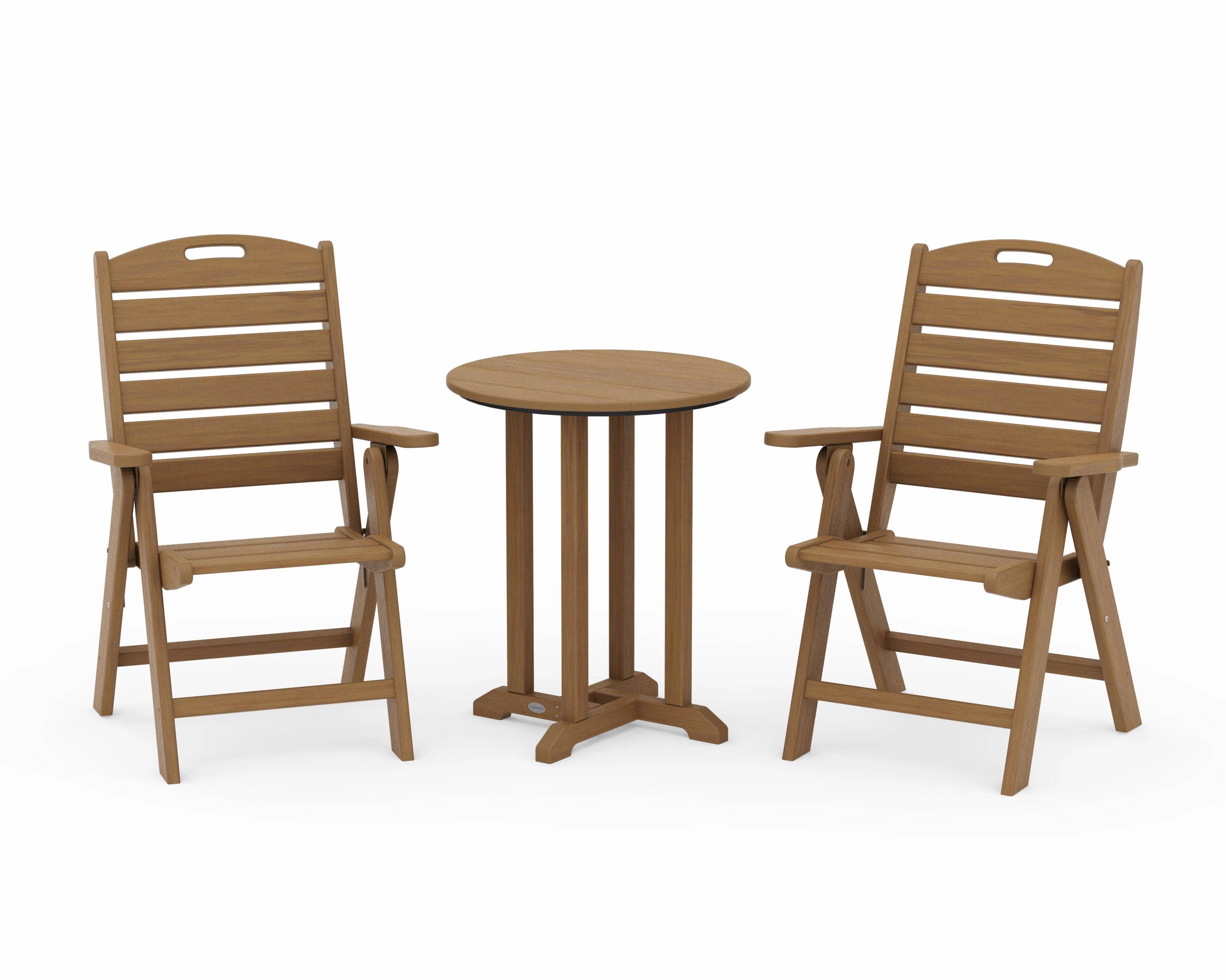 Nautical Folding Highback Chair 3-Piece Round Bistro Dining Set